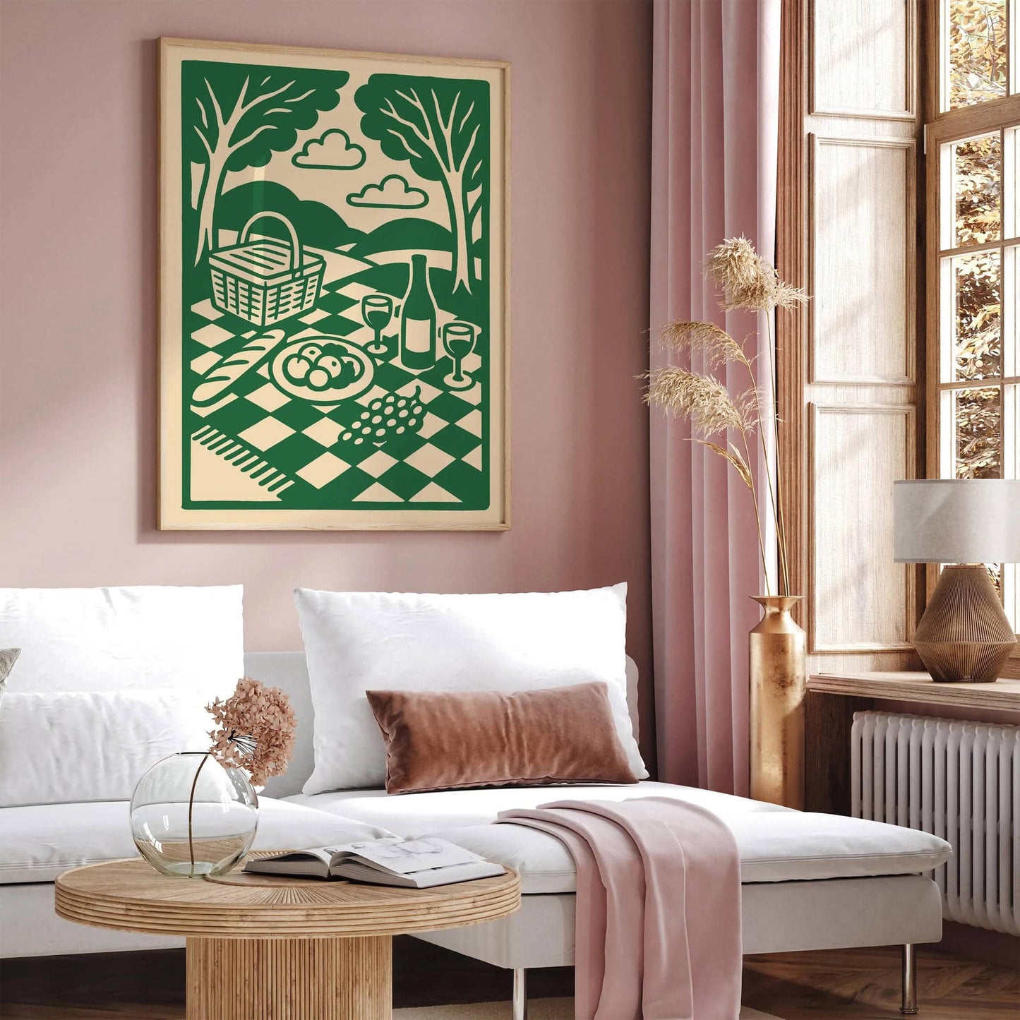 Hyde Park London Picnic Illustration Poster in Green