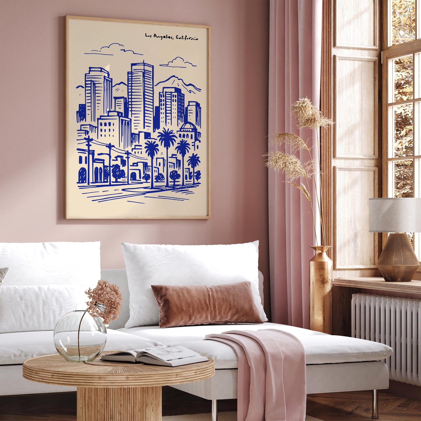 Los Angeles California Poster - Blue Cityscape Wall Art Print