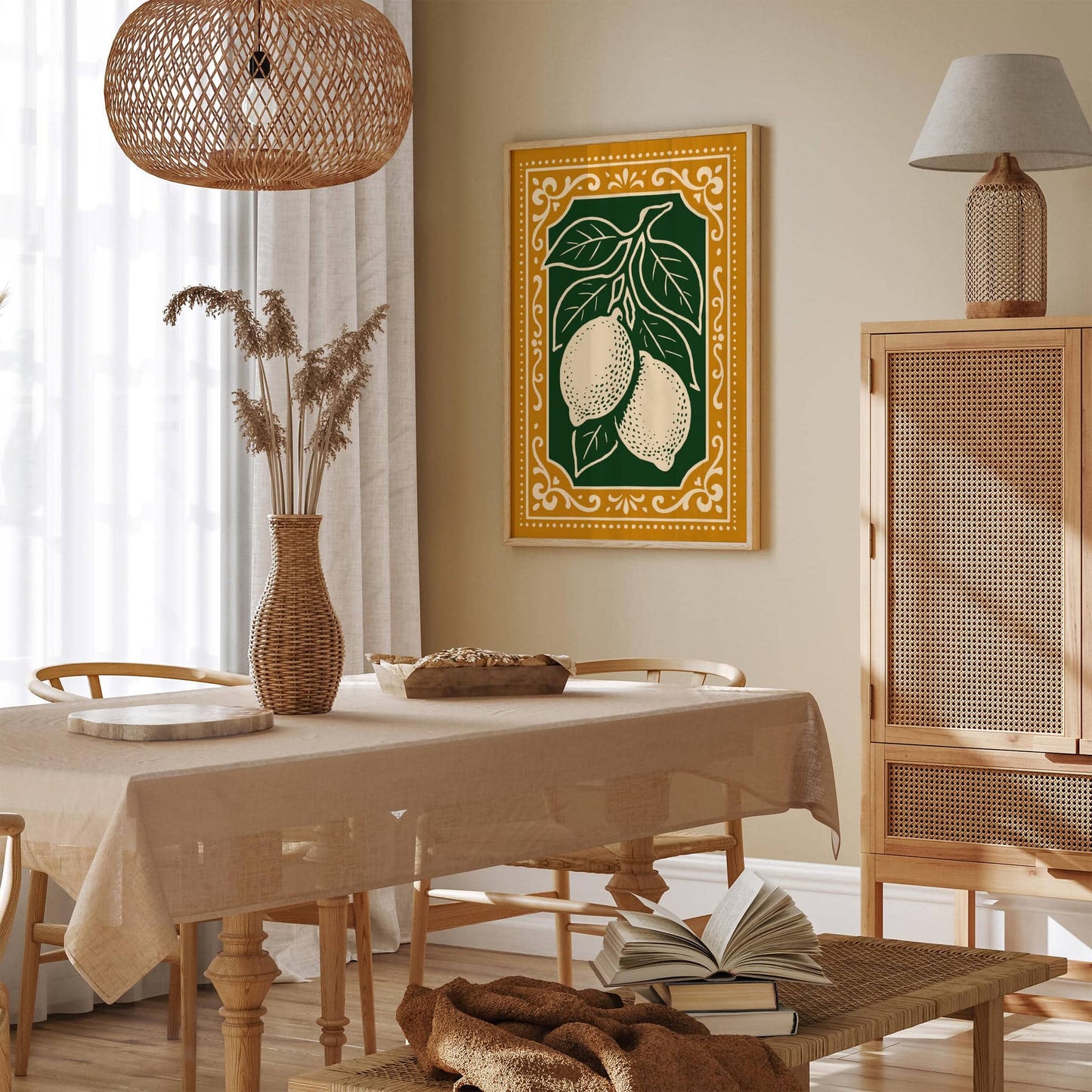 Rococo Lemons Poster for Kitchen Wall Decor