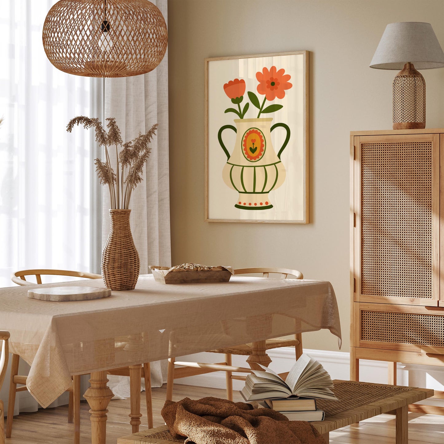 Vase with Flowers Poster - Scandinavian Wall Art