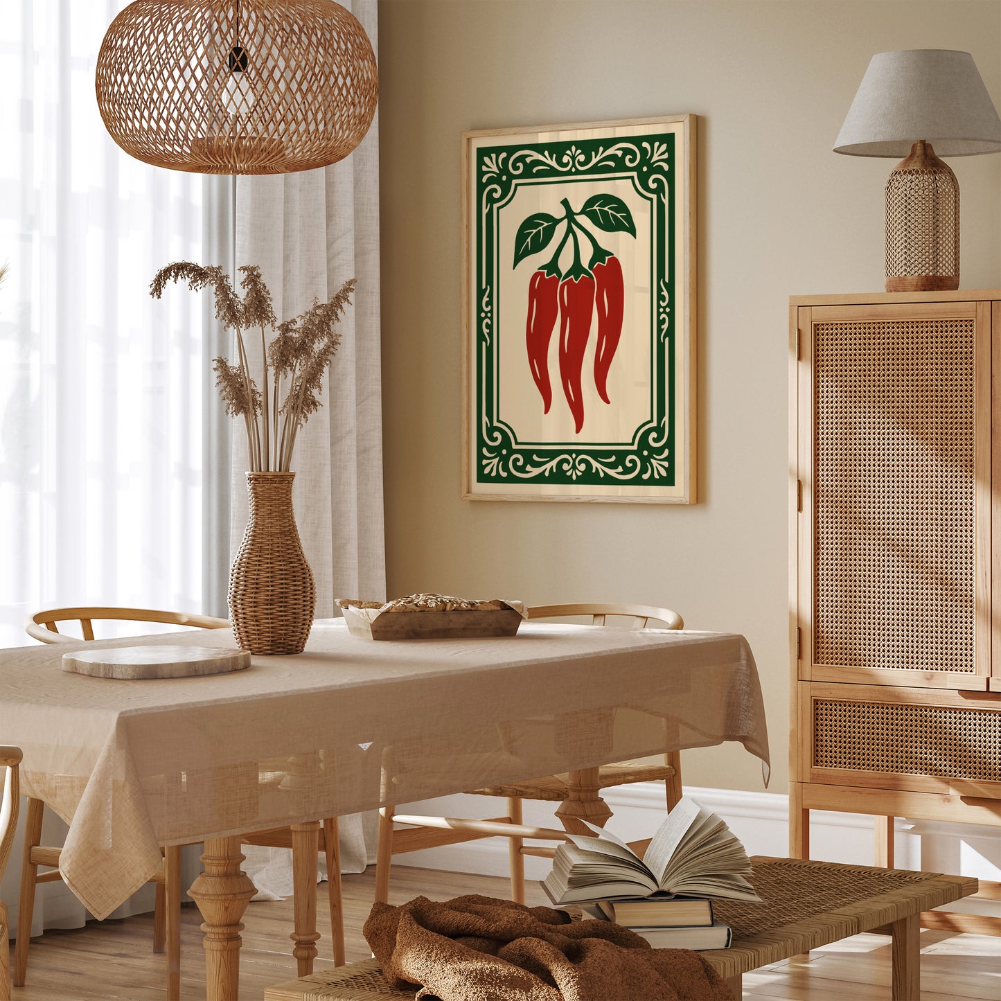 Chilli Peppers Rococo Style Kitchen Wall Art Print