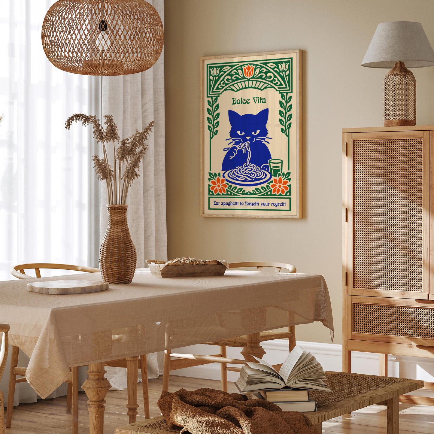 Eat Spaghetti Poster – Funny Kitchen Wall Art