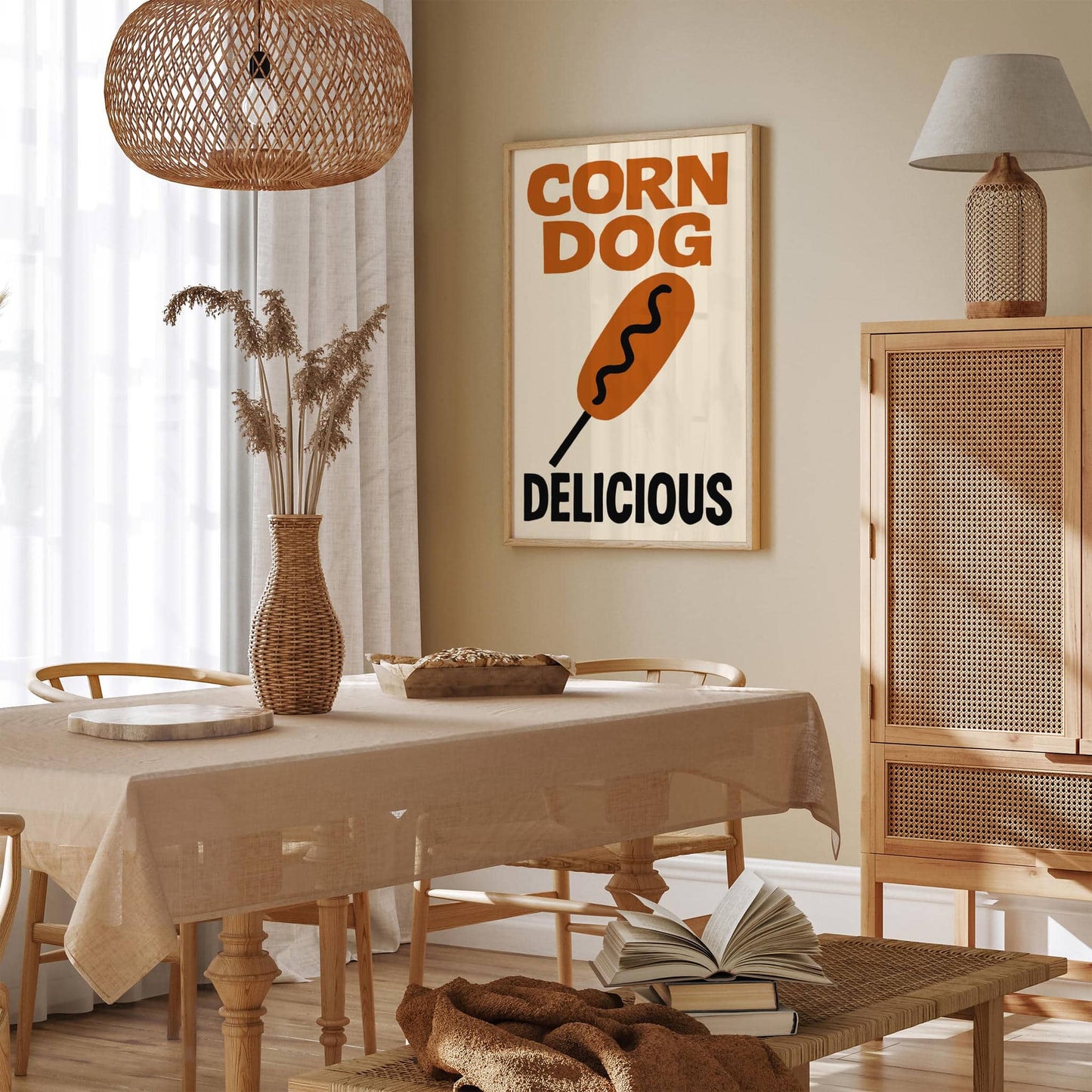 Corn Dog Delicious Pop Art Food Poster