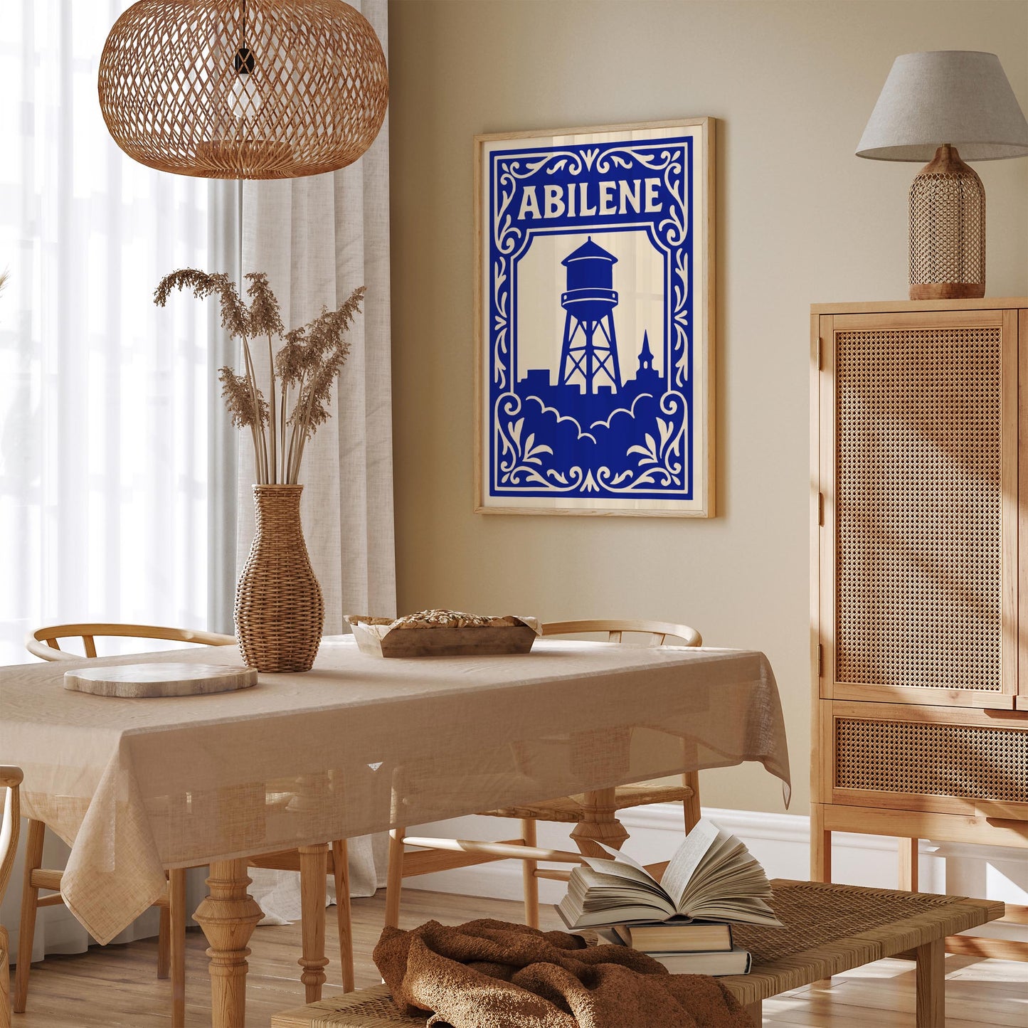 Abilene Texas Blue Cityscape Poster
