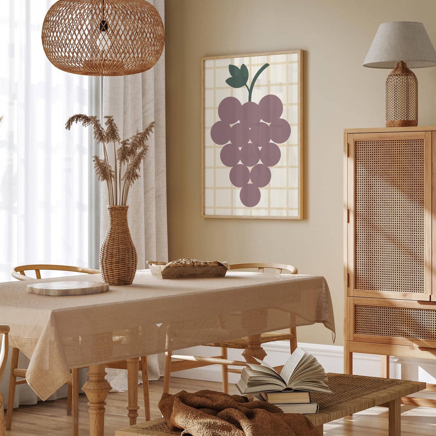 Grapes Illustration - Scandinavian Kitchen Wall Art Print