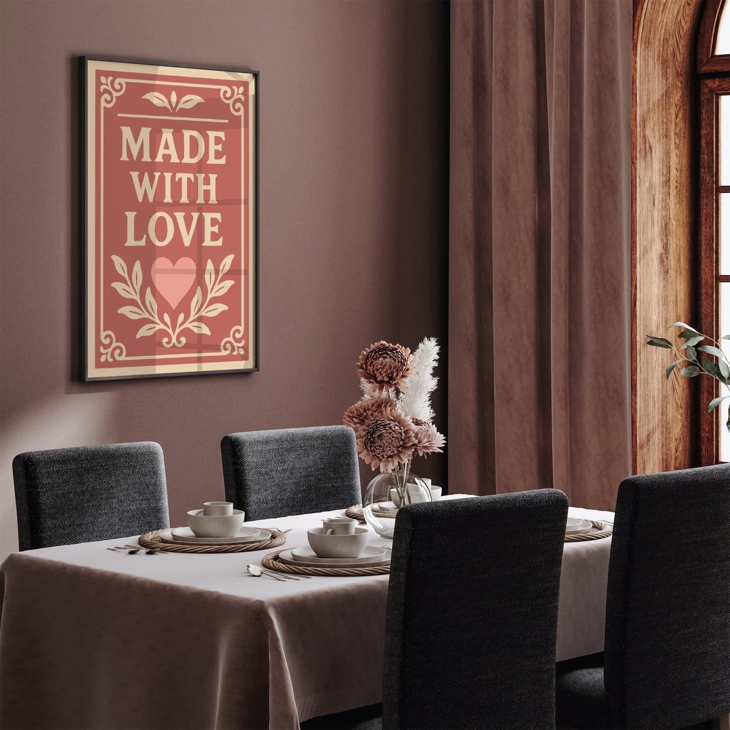 Made With Love Poster - Quote Pink Wall Art