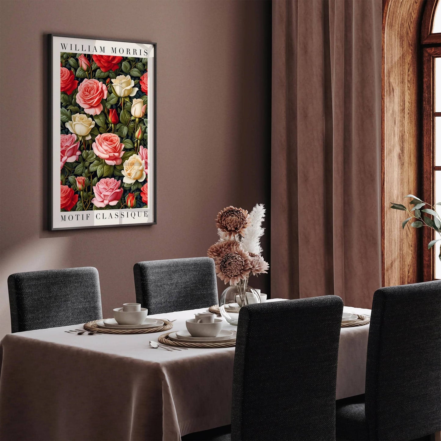 William Morris Roses Motif Classique Wall Art - HypeSheriff