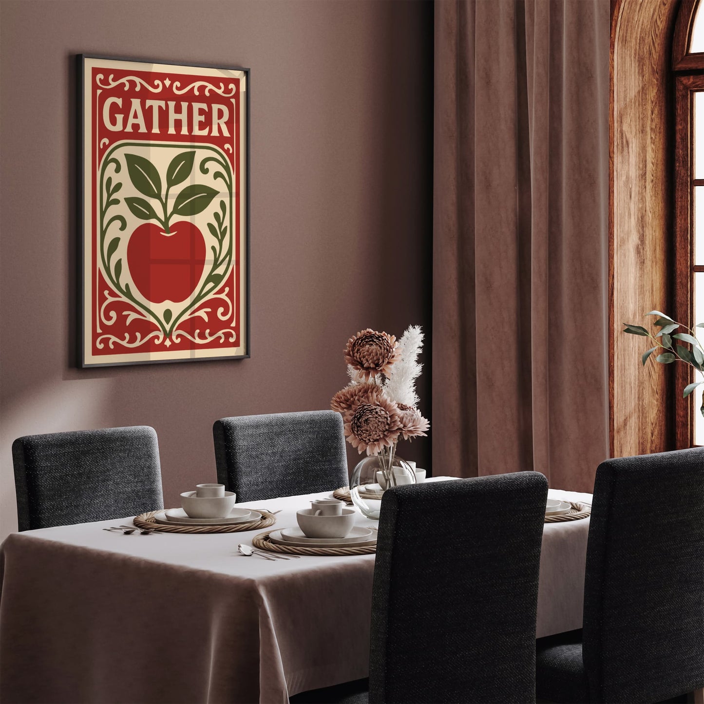 Gather Art Print - Kitchen Quote Poster