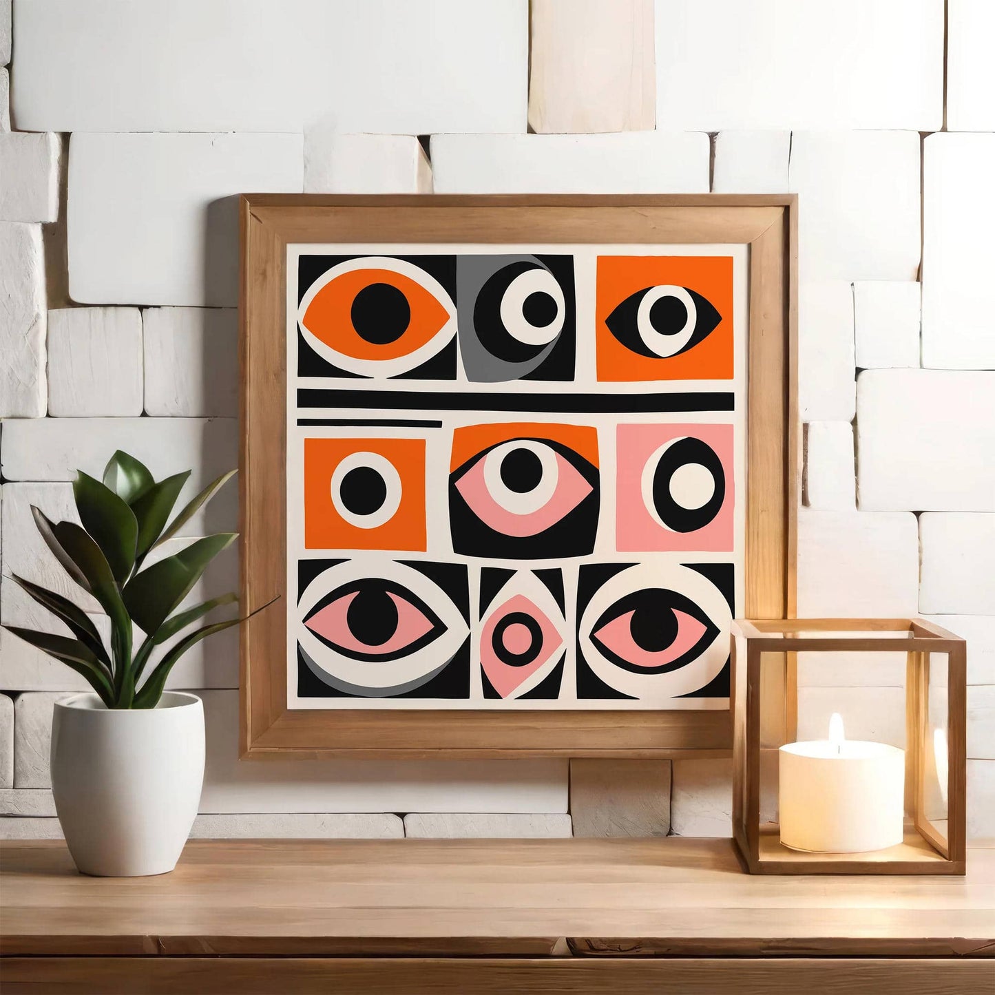 Mid Century Eyes Square Print 2024 - HypeSheriff