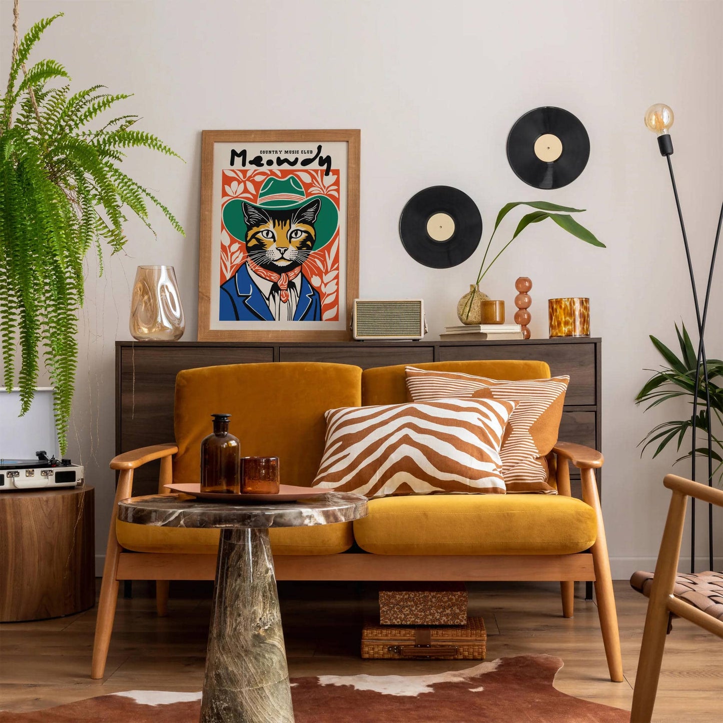 Meowdy Cowboy Cat Country Music Wall Art Poster