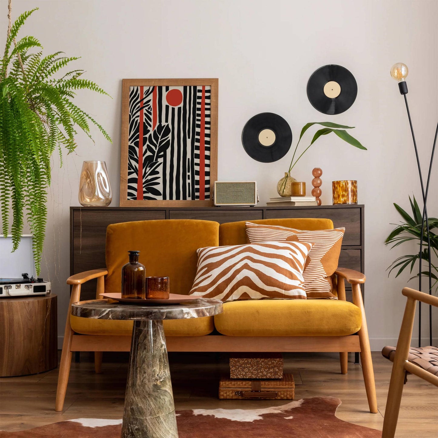 Mid Century Black Striped Art Print - HypeSheriff
