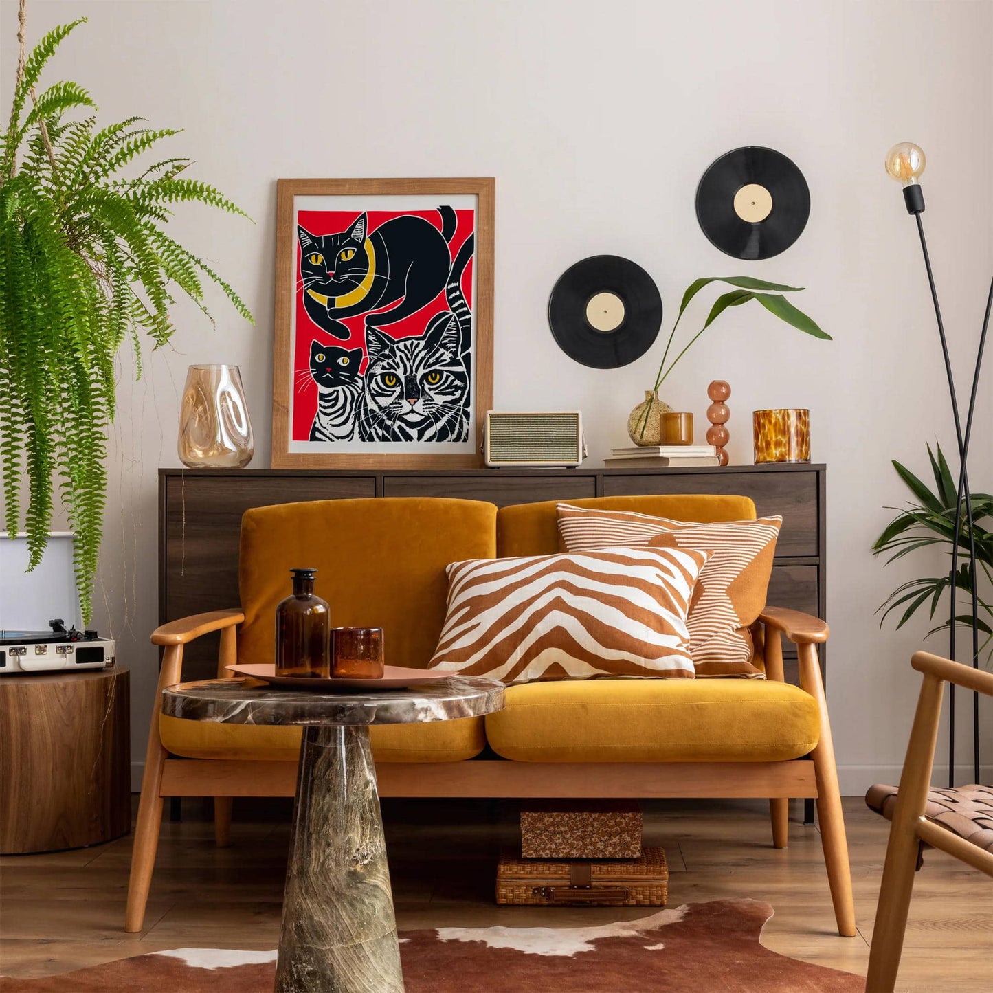 Wild Cats Funny Red Wall Art - HypeSheriff
