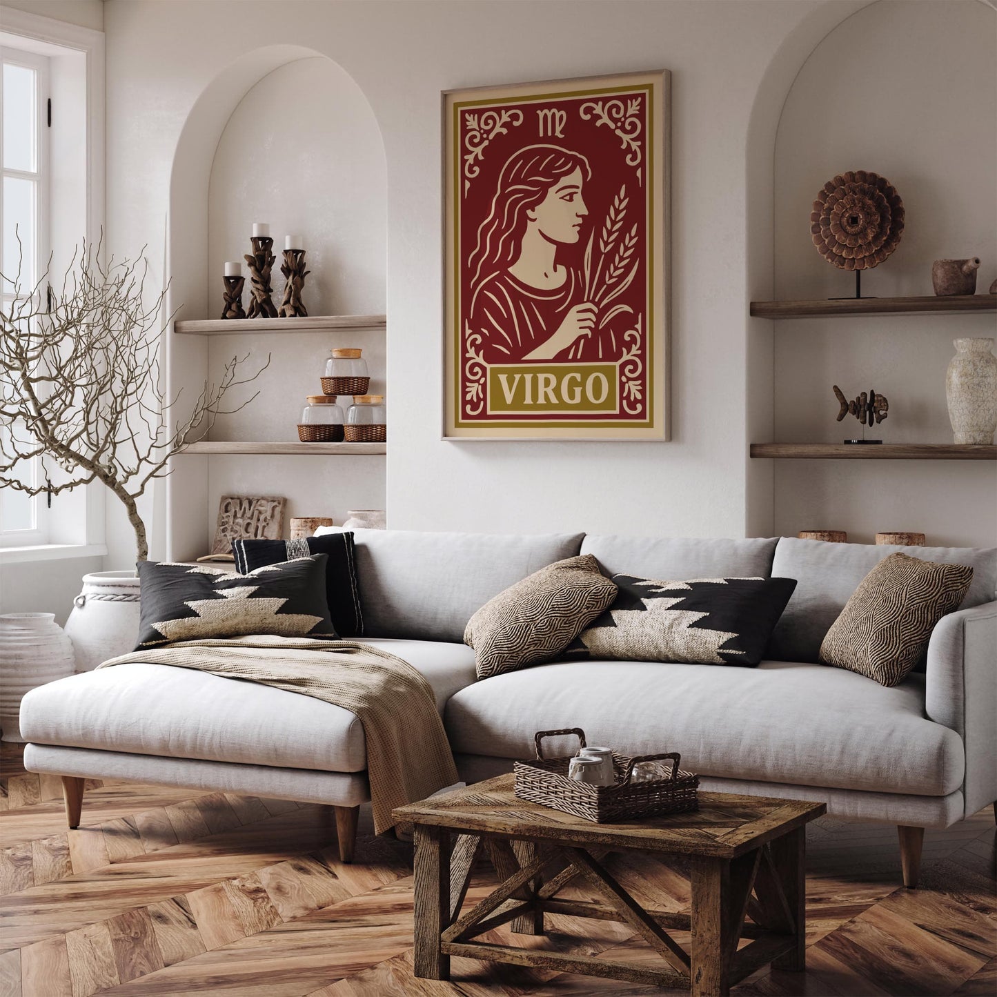 Virgo Horoscope Sign Poster in Rococo Vintage Style