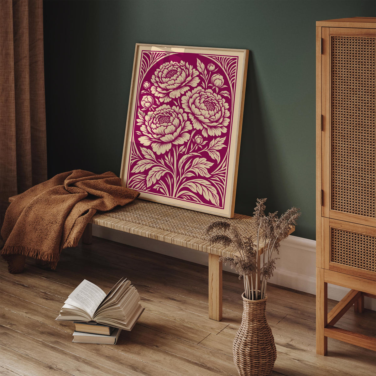Vintage Peonies Floral Poster