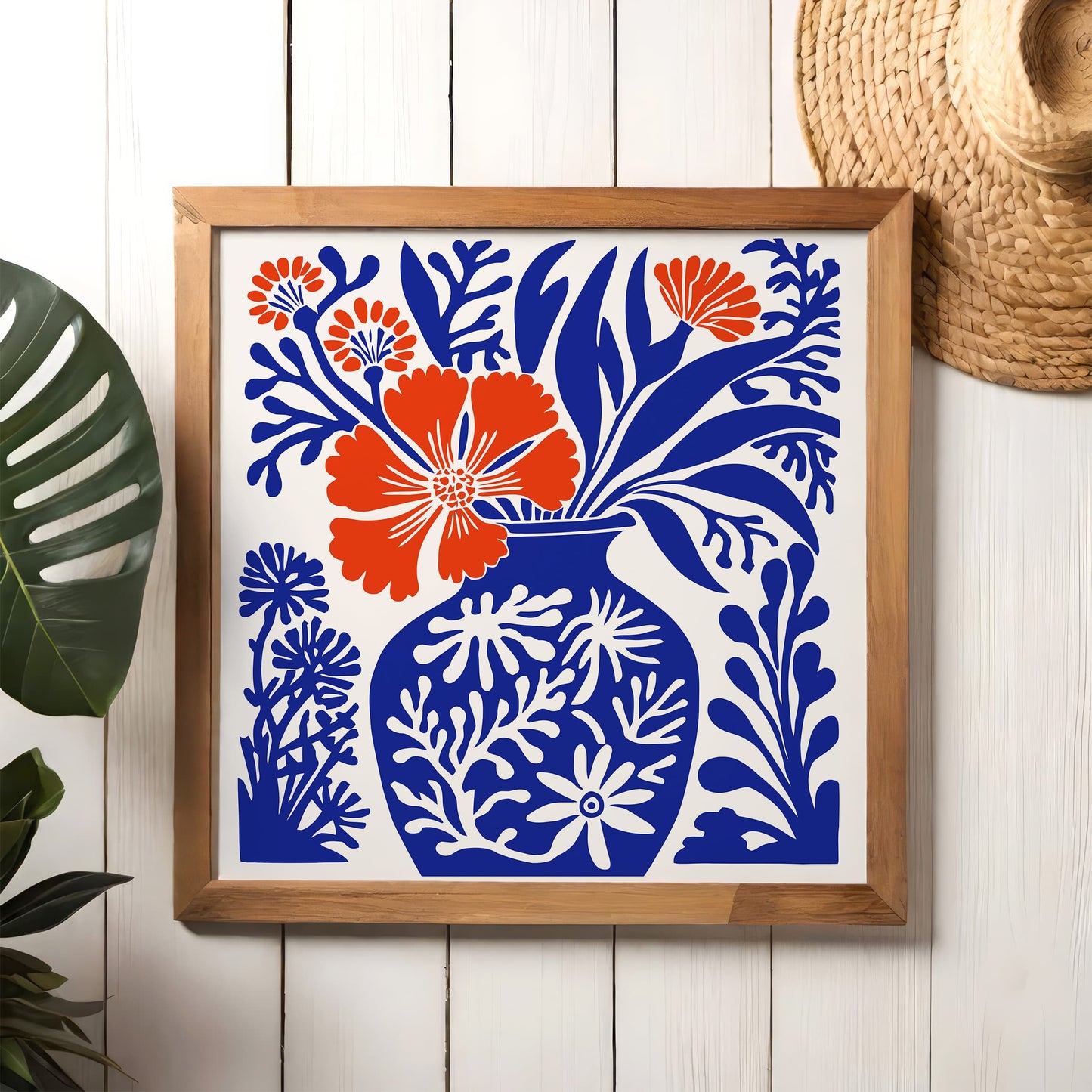 Blue Cut Outs Floral Square Print