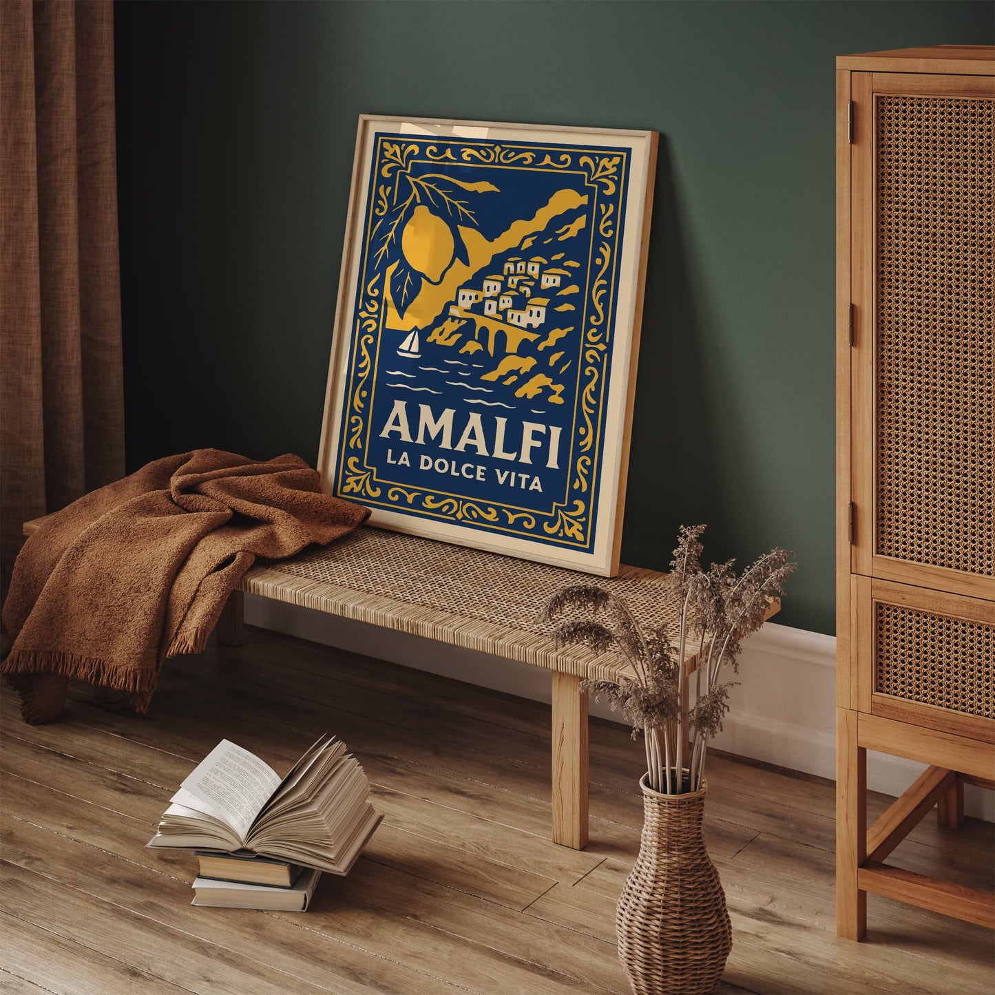 Amalfi La Dolce Vita Travel Poster - Bohemian Art Print