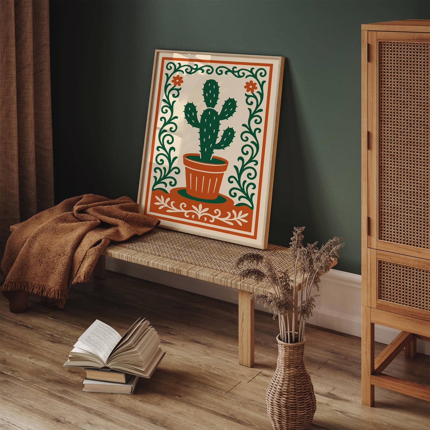 Cactus Plant Poster- Rococo Ornament Frame