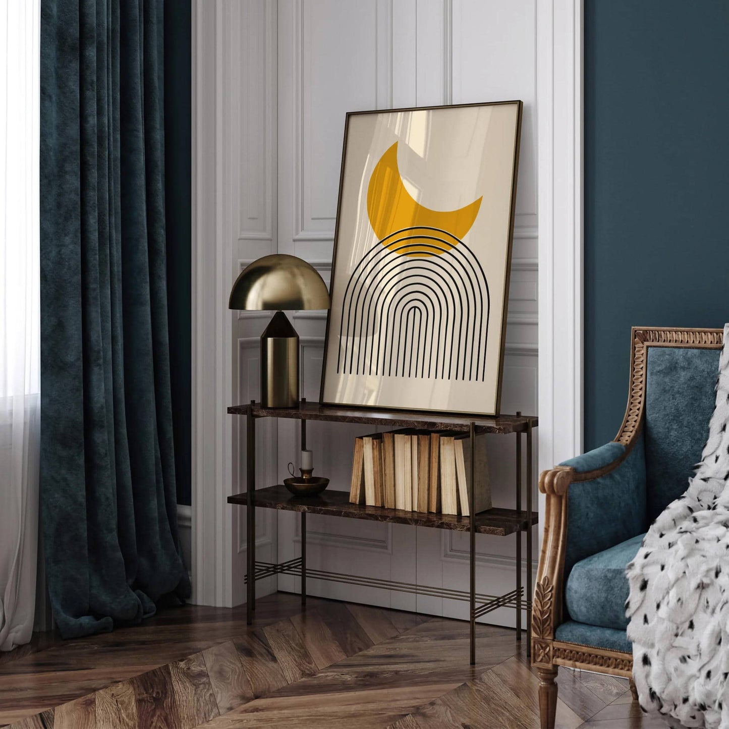 Modern Moon and Arches Art Print - HypeSheriff