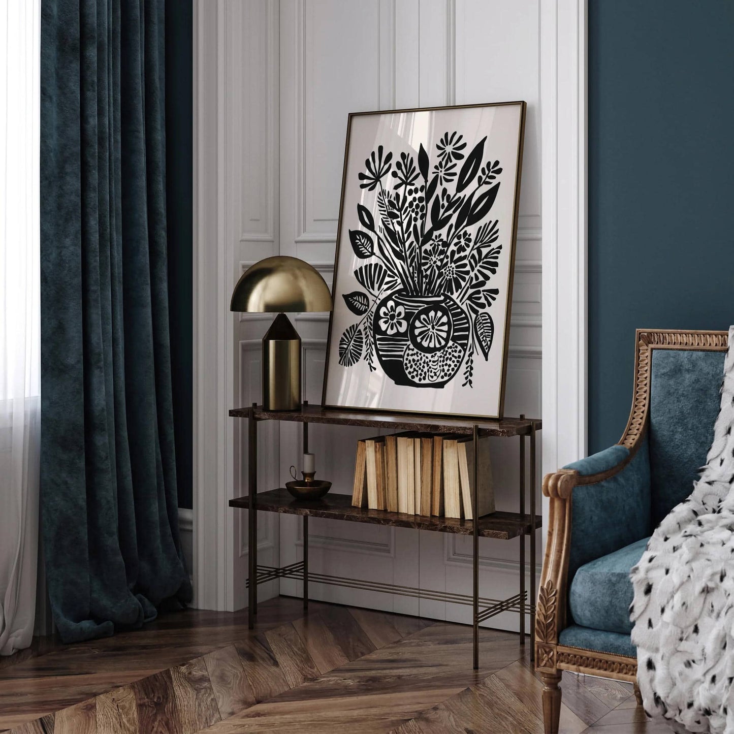 Black & White Bouquet of Flowers Art Print - HypeSheriff