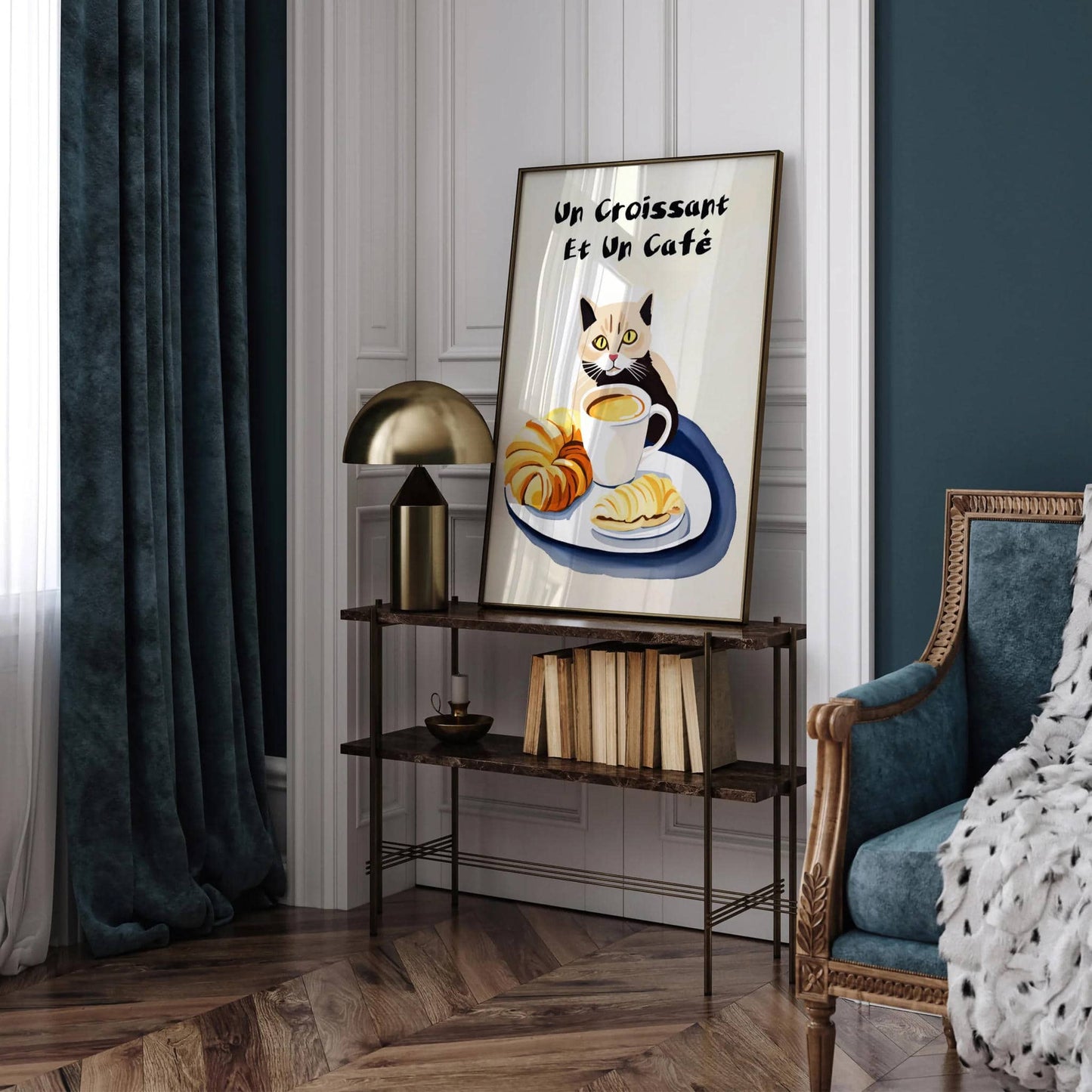 Cute French Cat & Coffee Poster - HypeSheriff