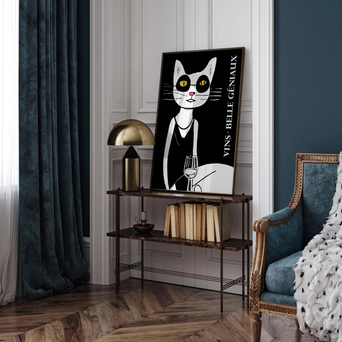 Vintage Wine Poster - Retro Cat Artwork - HypeSheriff