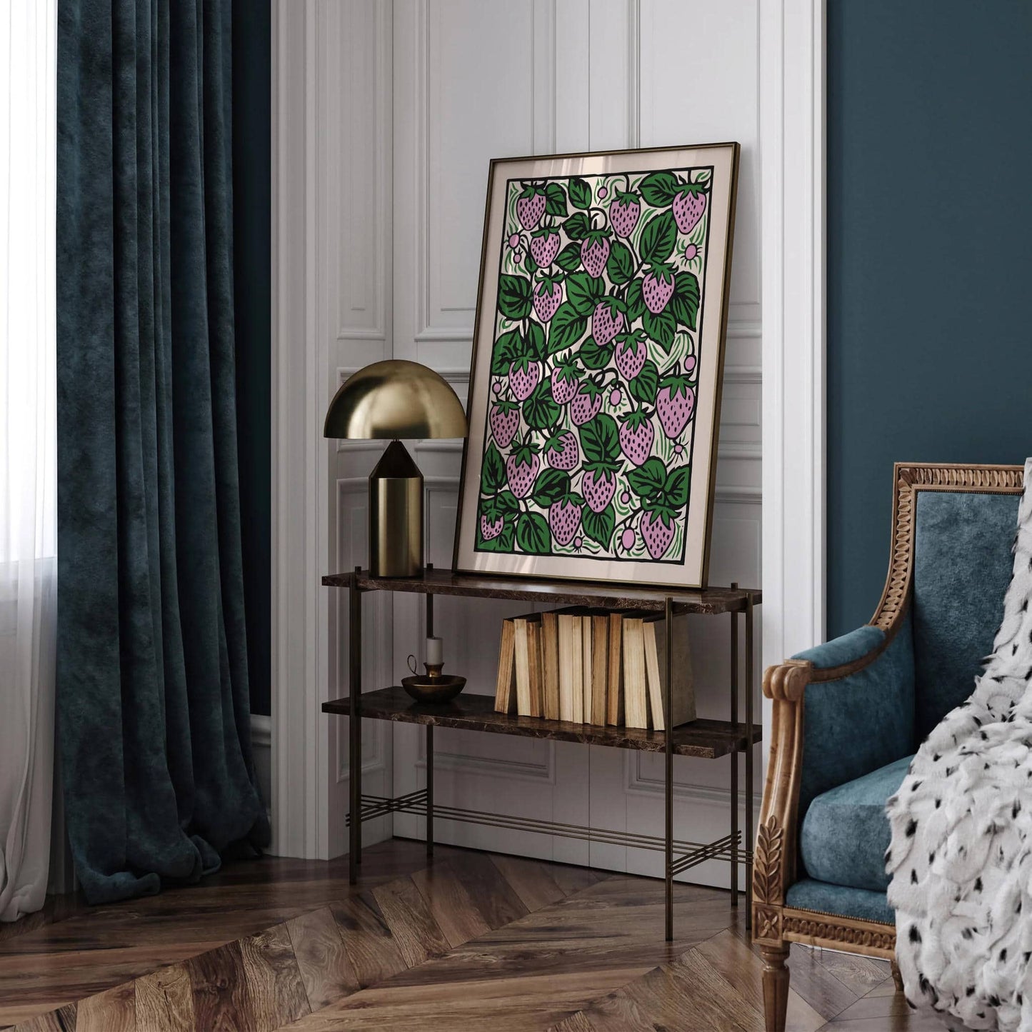 Pink Strawberry Print - Vintage Fruit Poster - HypeSheriff