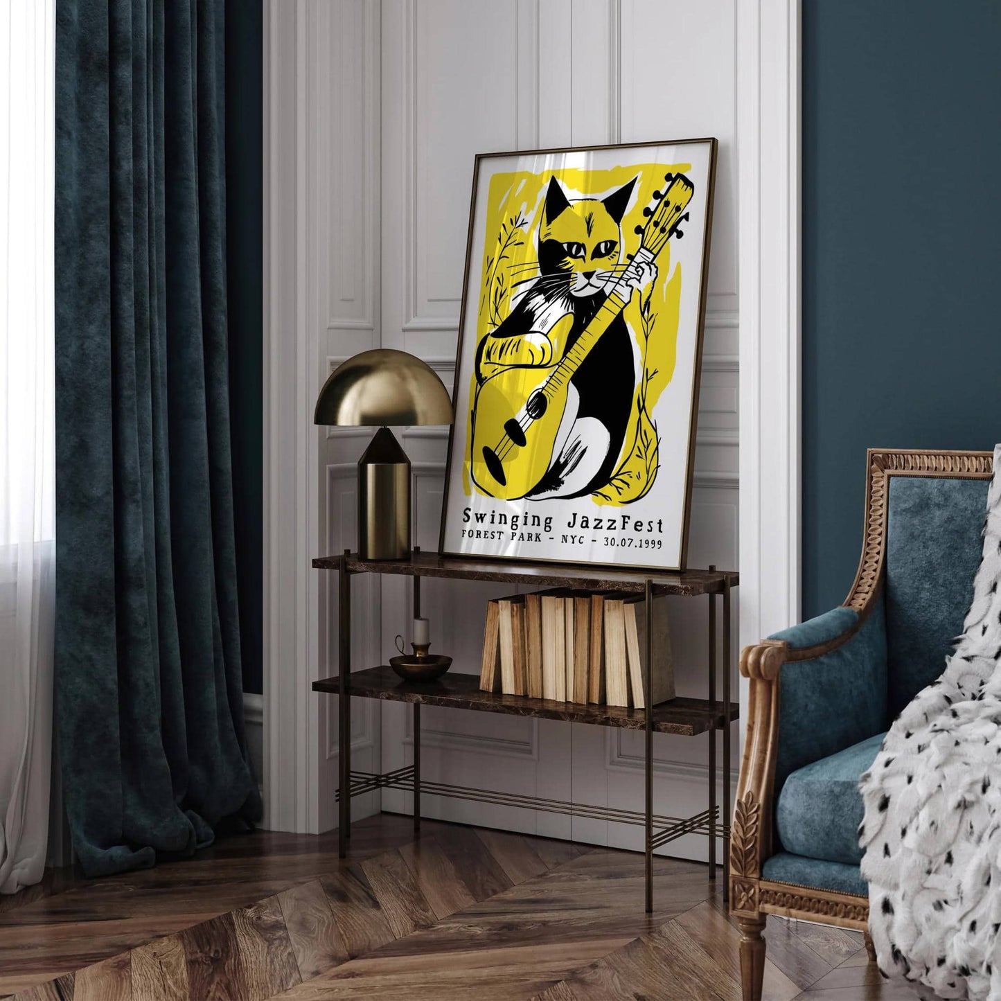 NYC Jazz Fest - Yellow Cat Wall Art Poster - HypeSheriff