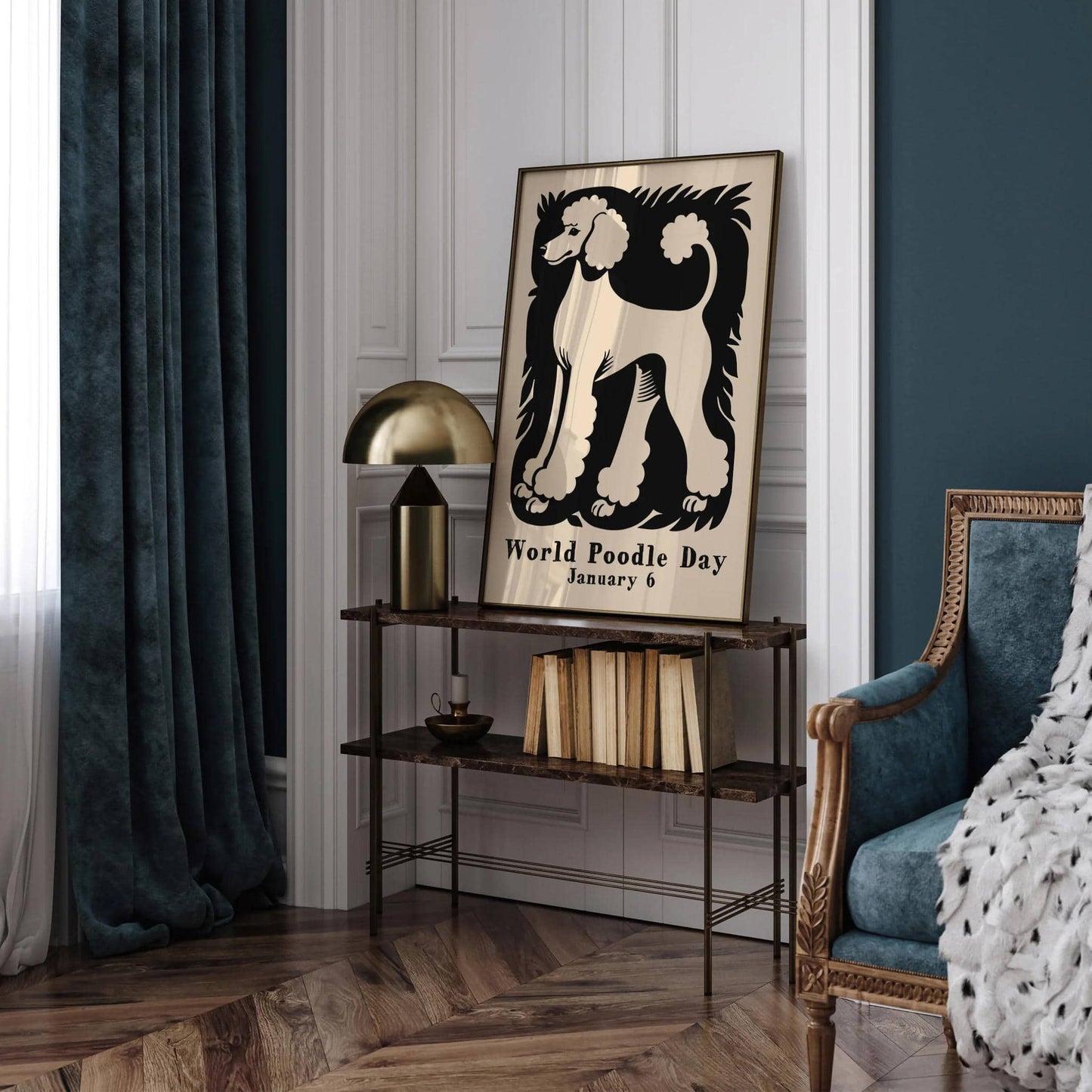 Black and Beige World Poodle Day Art Print - HypeSheriff