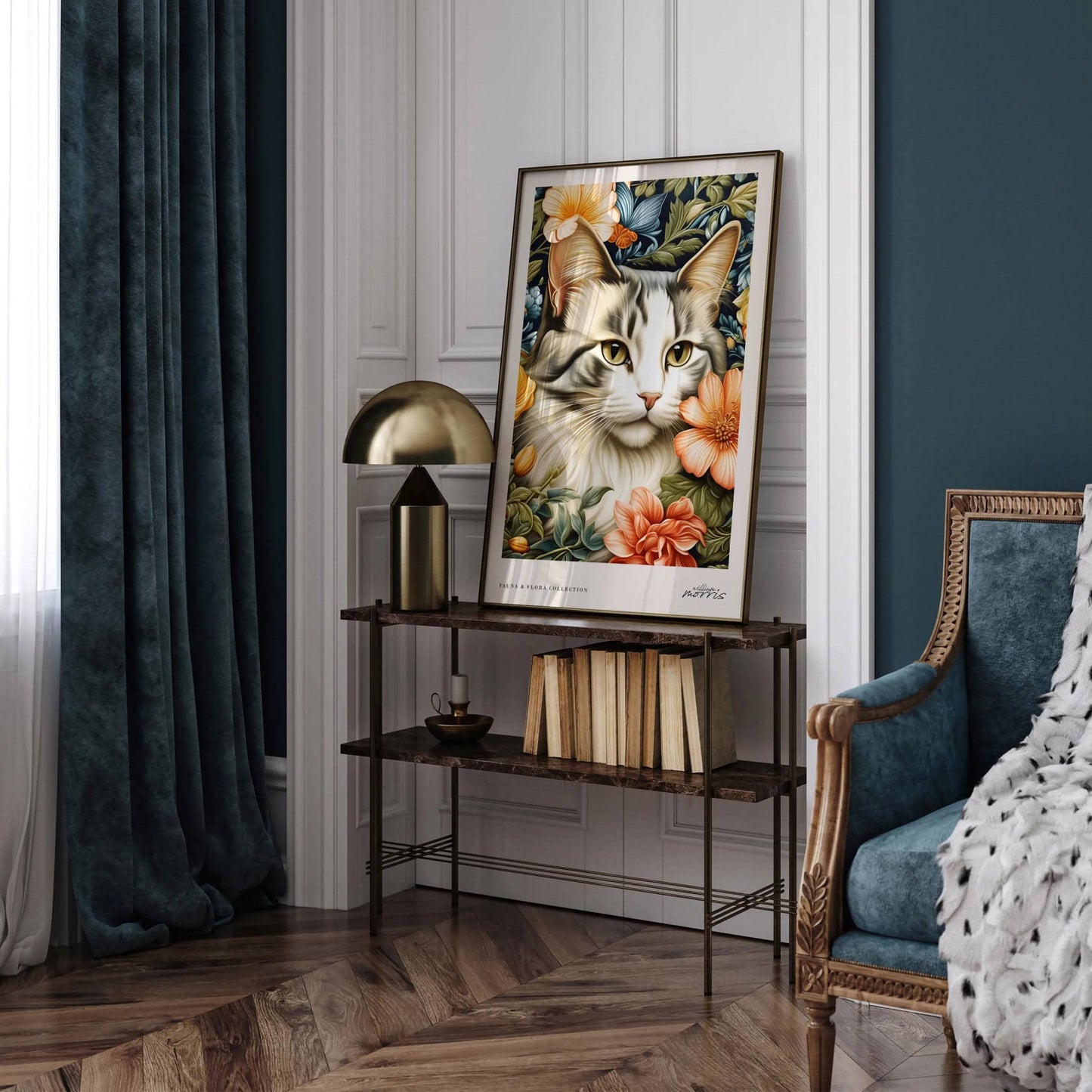 Floral Feline Elegant Cat Poster - HypeSheriff