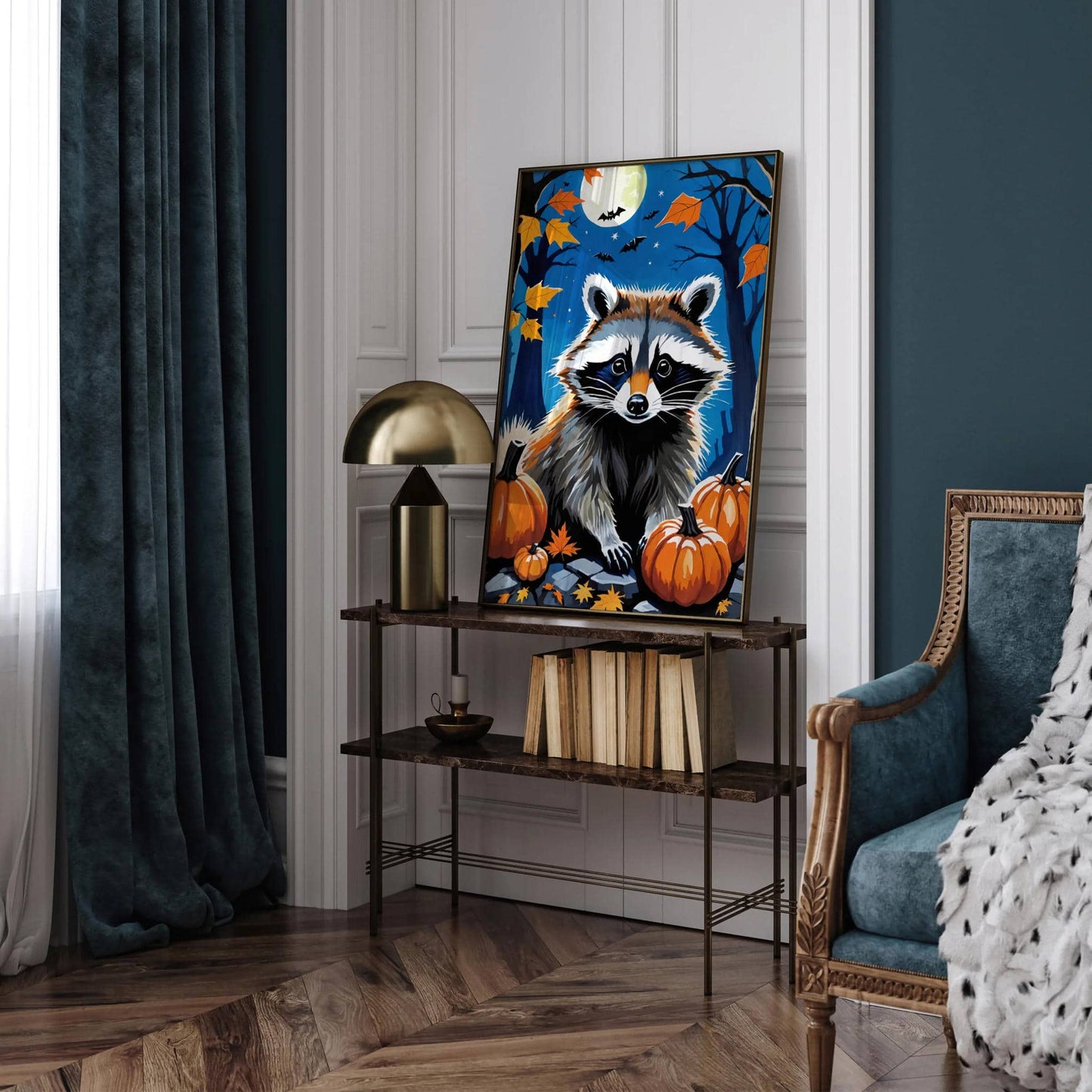 Racoon with Pumpkins Hallowen Wall Art - HypeSheriff