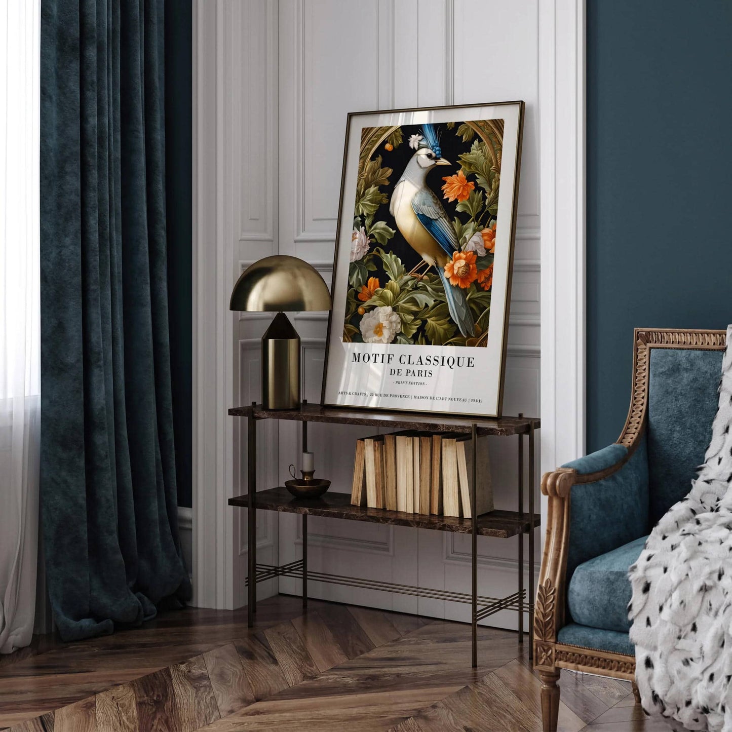 Parisian Vintage Bird & Floral Art Print - HypeSheriff