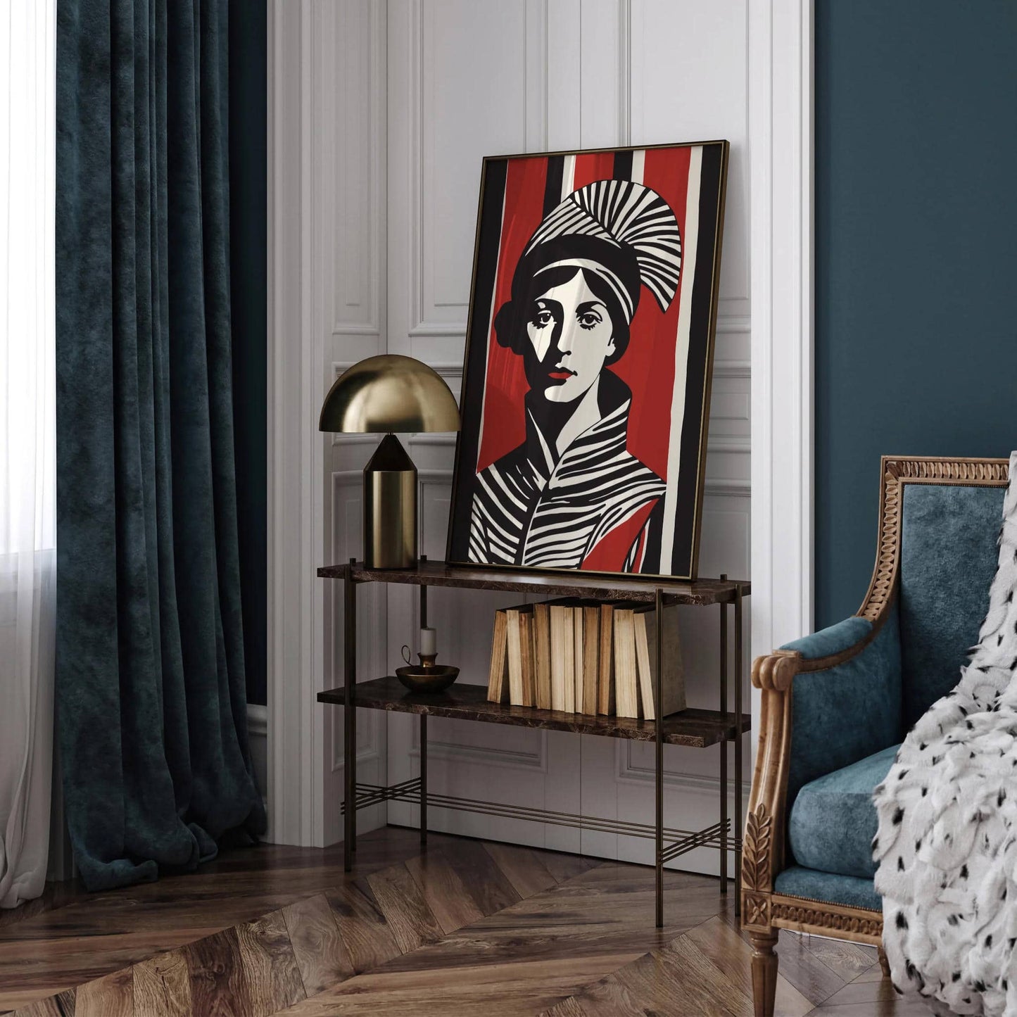 Retro Fashion Wall Art in Black and Red - HypeSheriff