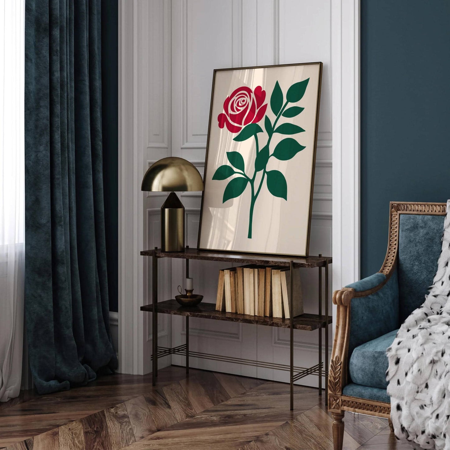 Minimalist Red Rose Art Print - HypeSheriff