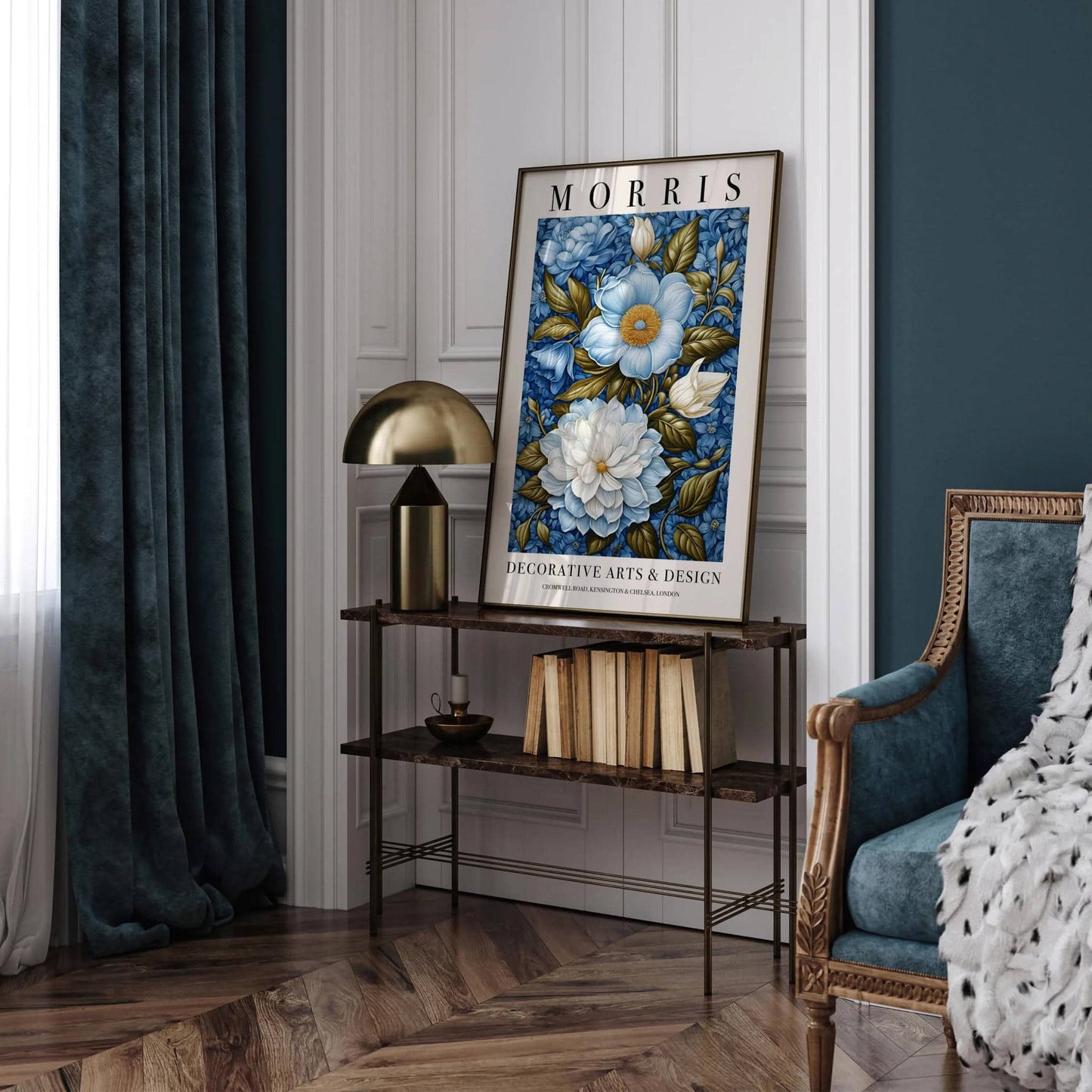 Blue Flowers Elegant Morris Art Print - HypeSheriff