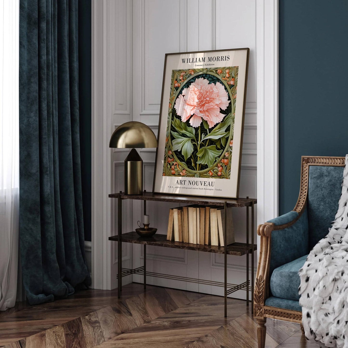 Aesthetic Morris Pink Flower Art Print 2025