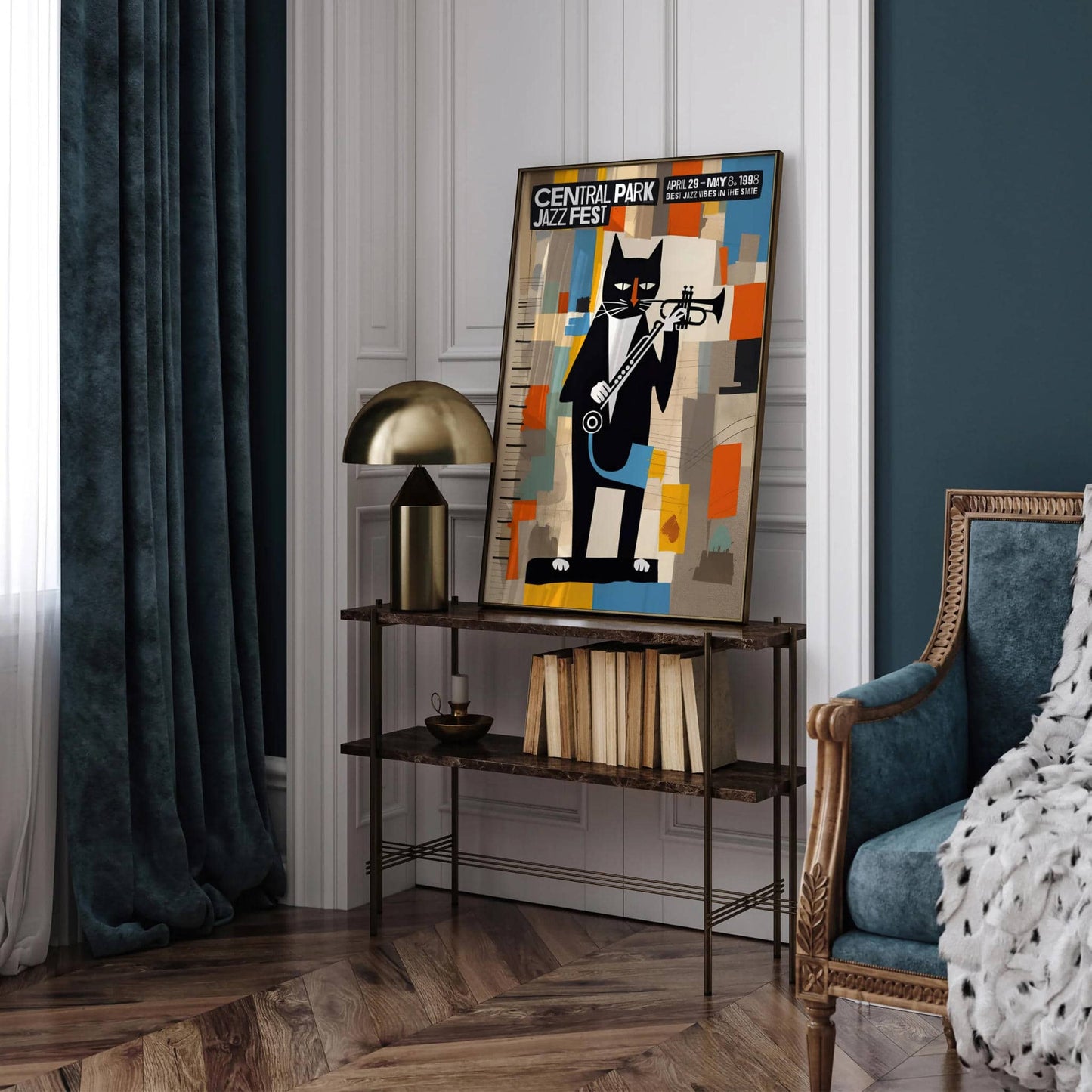 Cat Musician Jazz Retro Wall Art - HypeSheriff