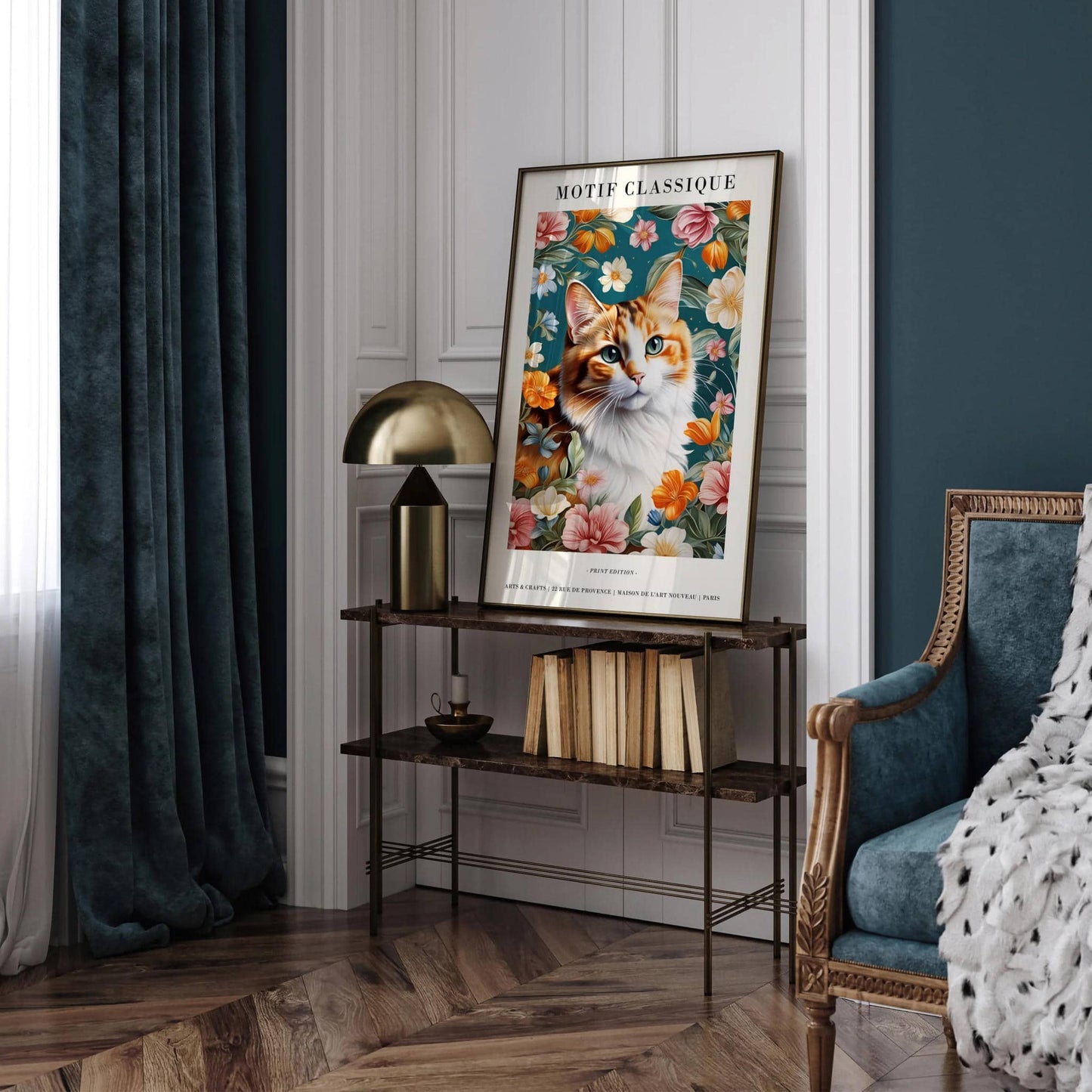 Parisian Eclectic Cat Portrait Wall Art - HypeSheriff