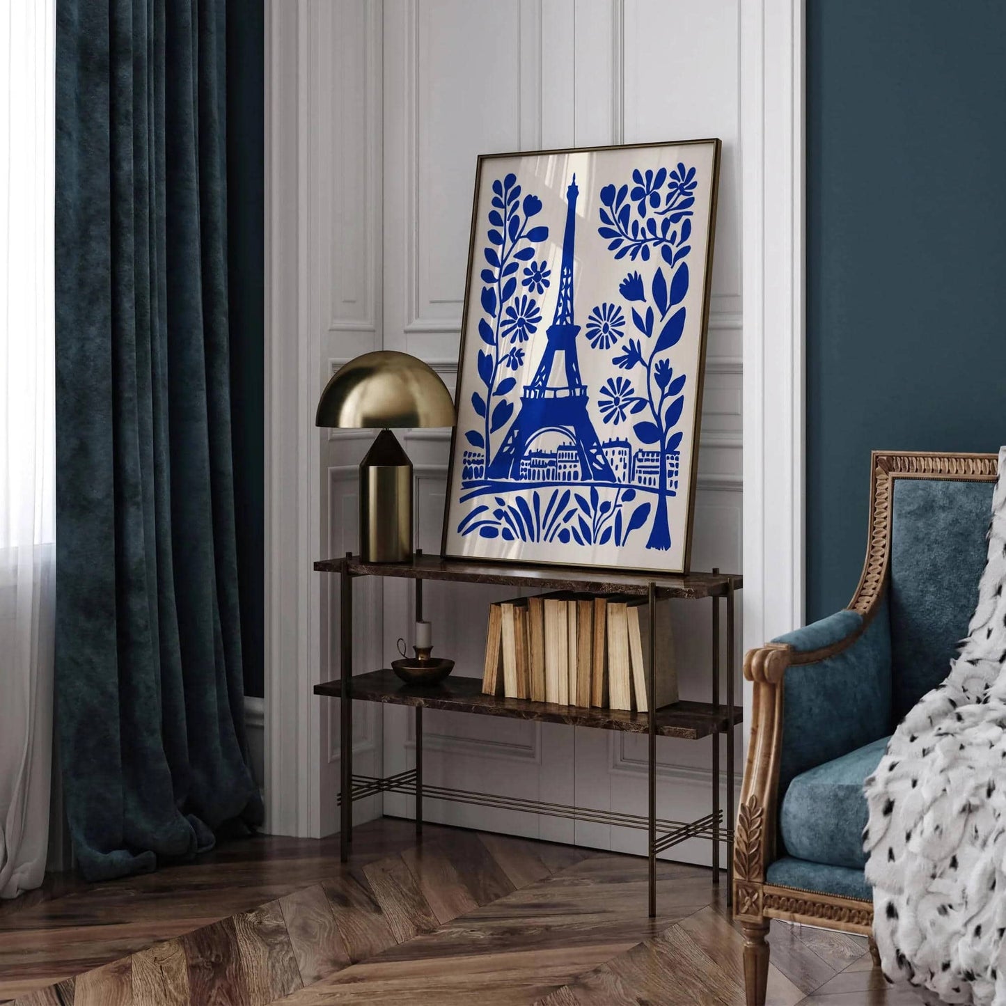 Paris France Blue Eiffel Tower Art Print 2024 - HypeSheriff