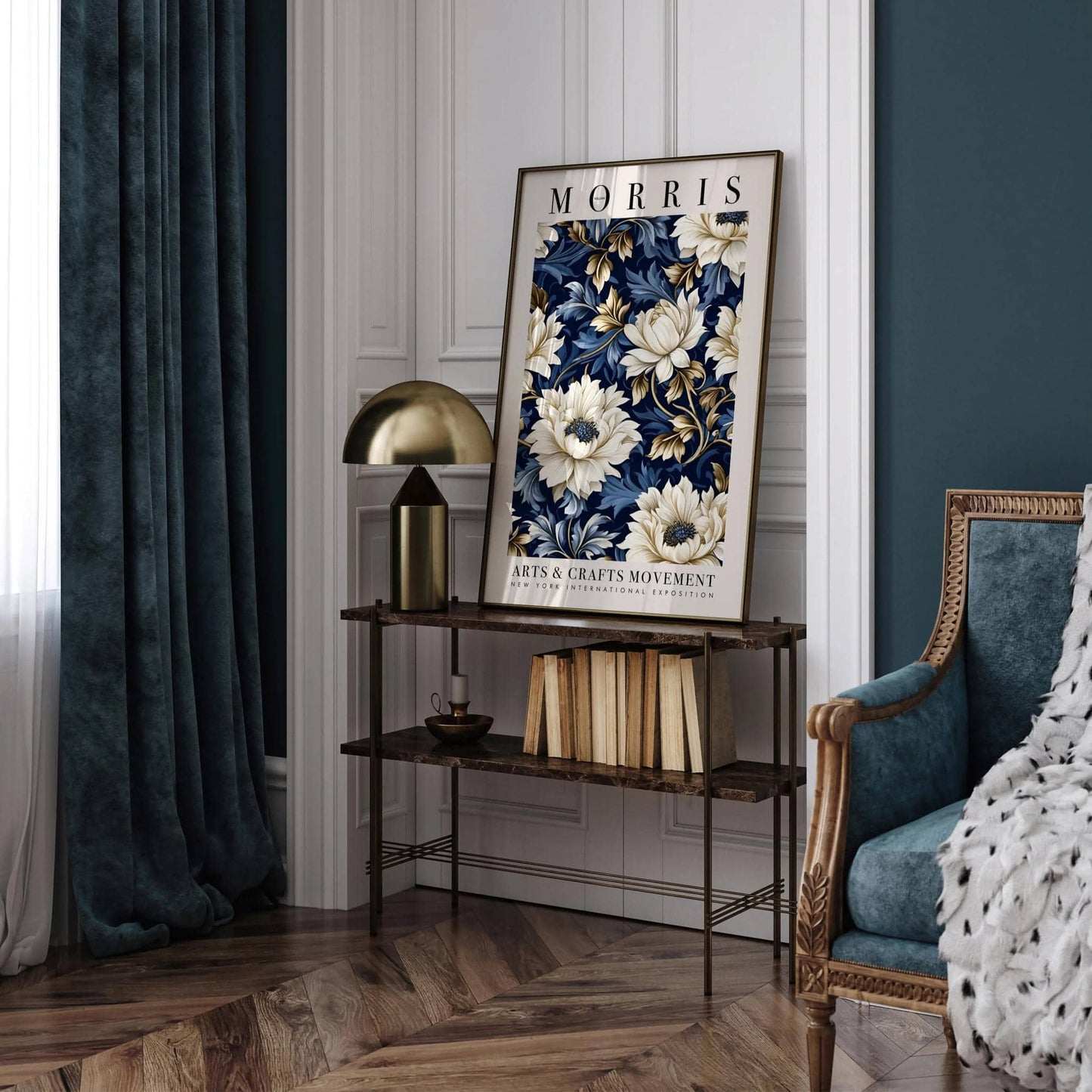 Navy Blue Botanical William Morris Poster - HypeSheriff