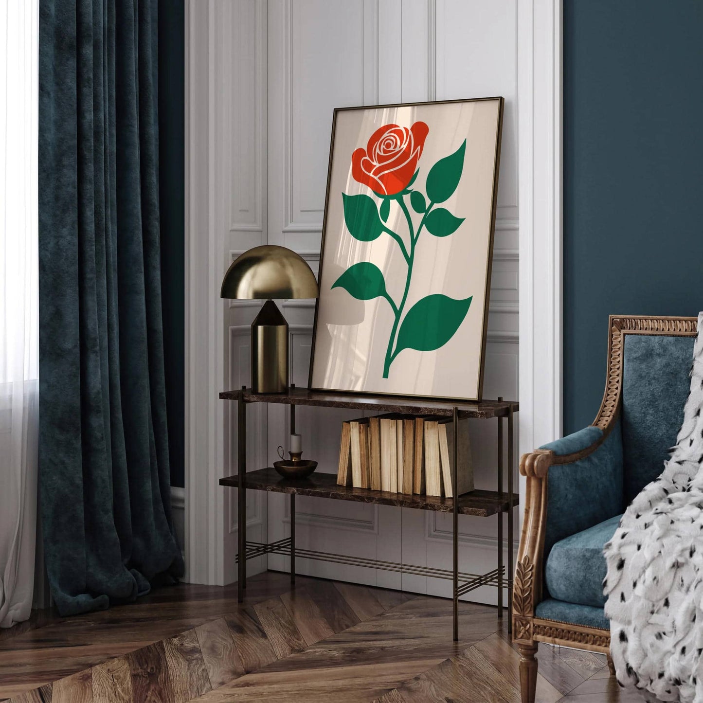 Minimalist Retro Rose Art Print - HypeSheriff