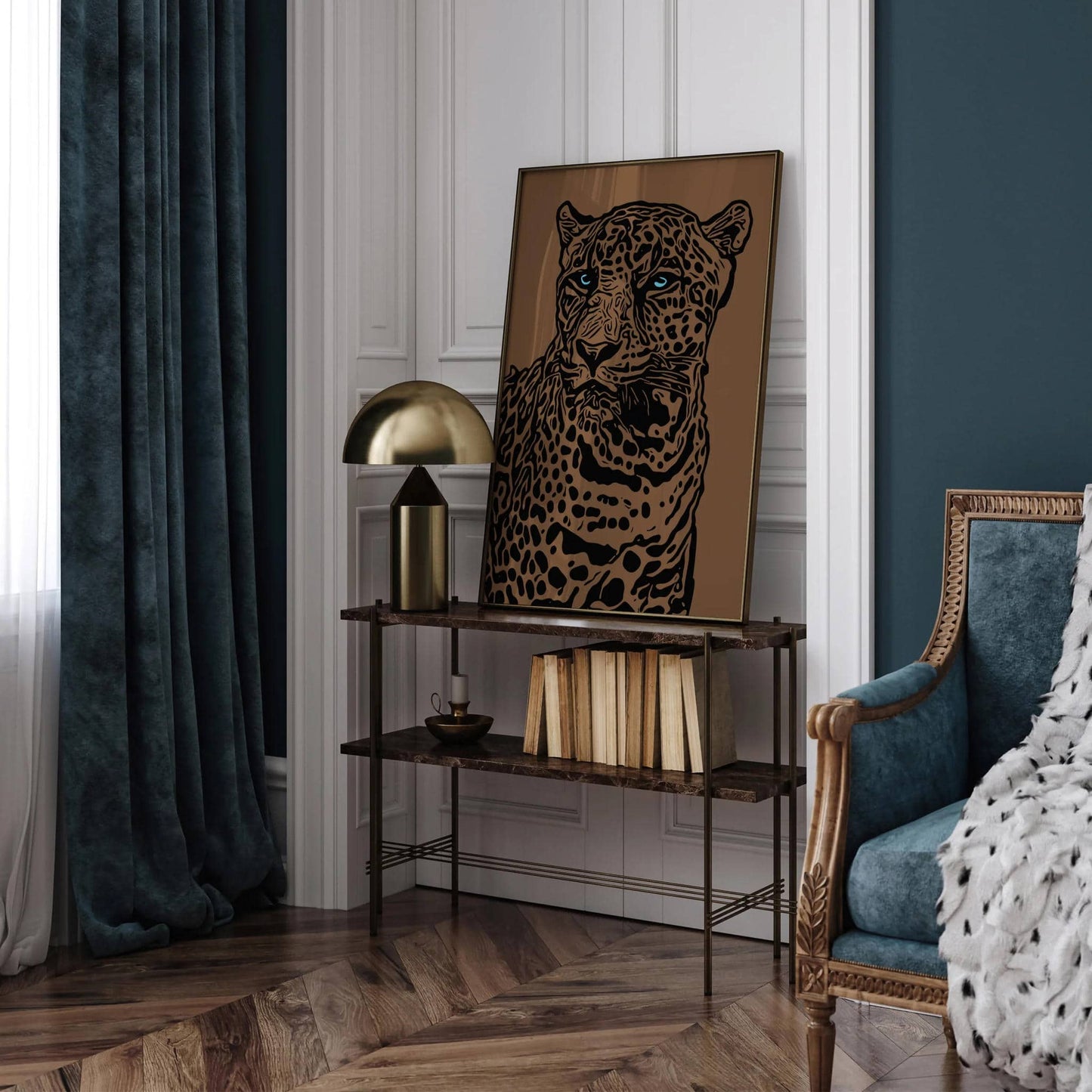 Brown Monochrome Jungle Cat Wall Art - HypeSheriff