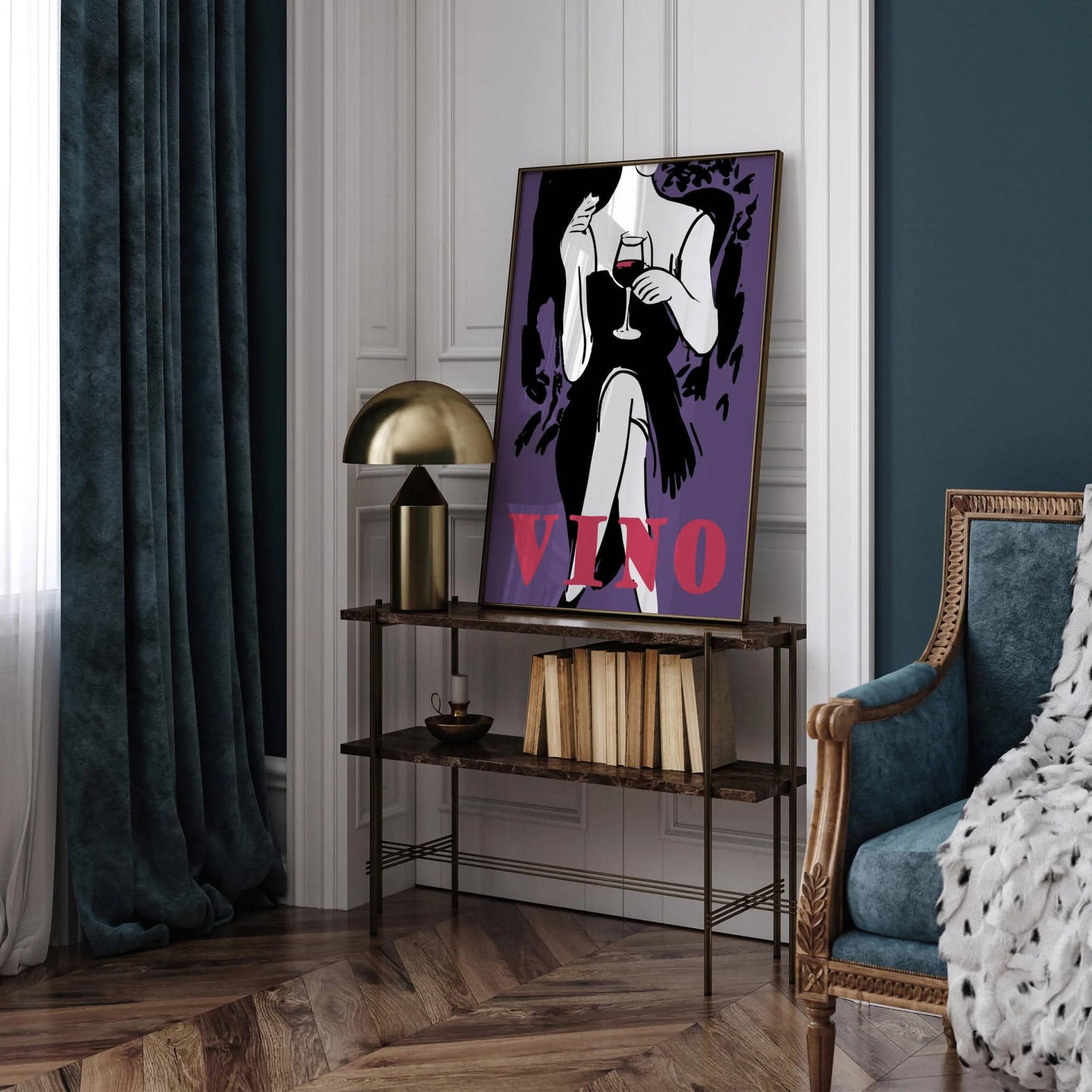 Vino Retro Purple Wall Art for Kitchen Decor - HypeSheriff