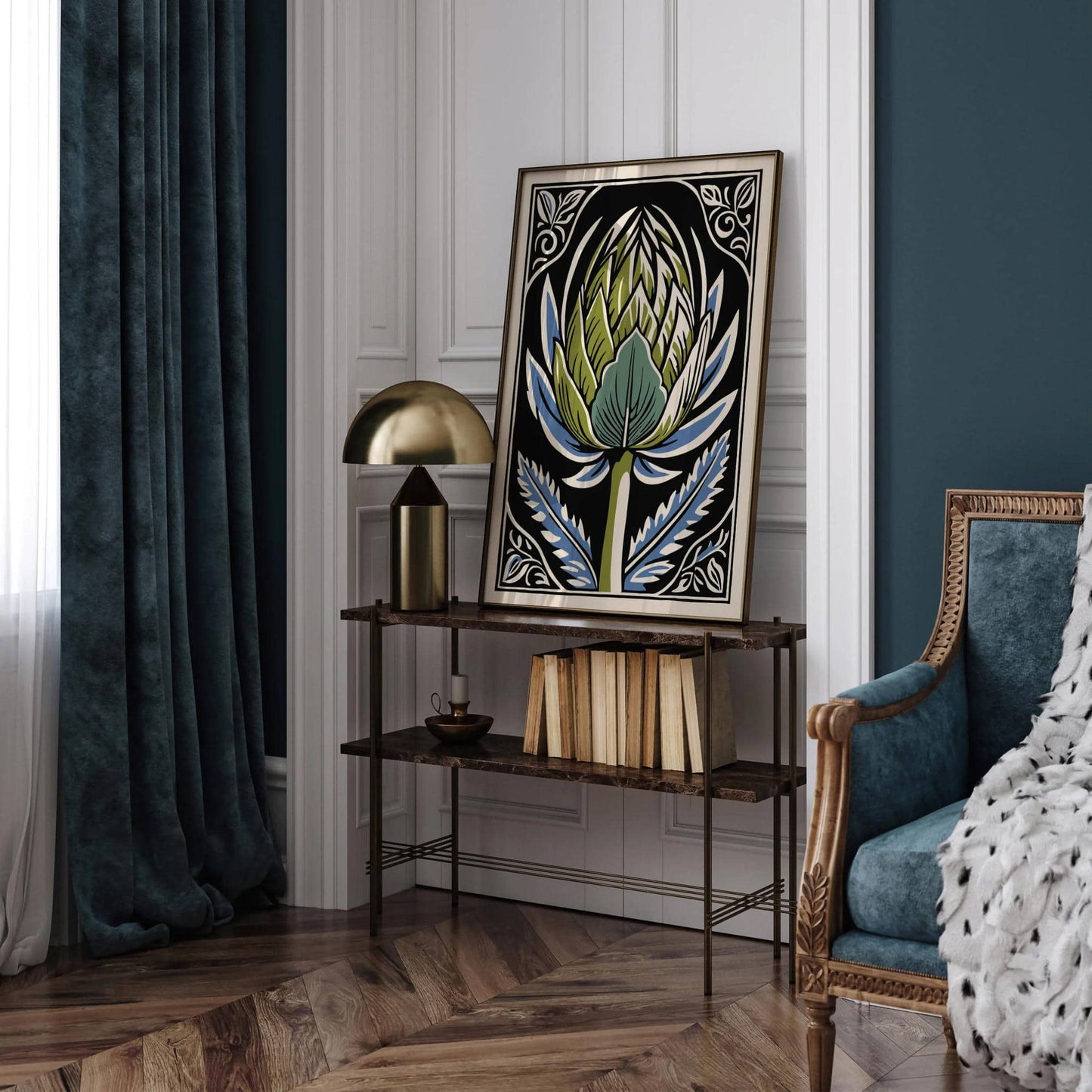 Vintage Linocut Artichoke Print – Kitchen Wall Art