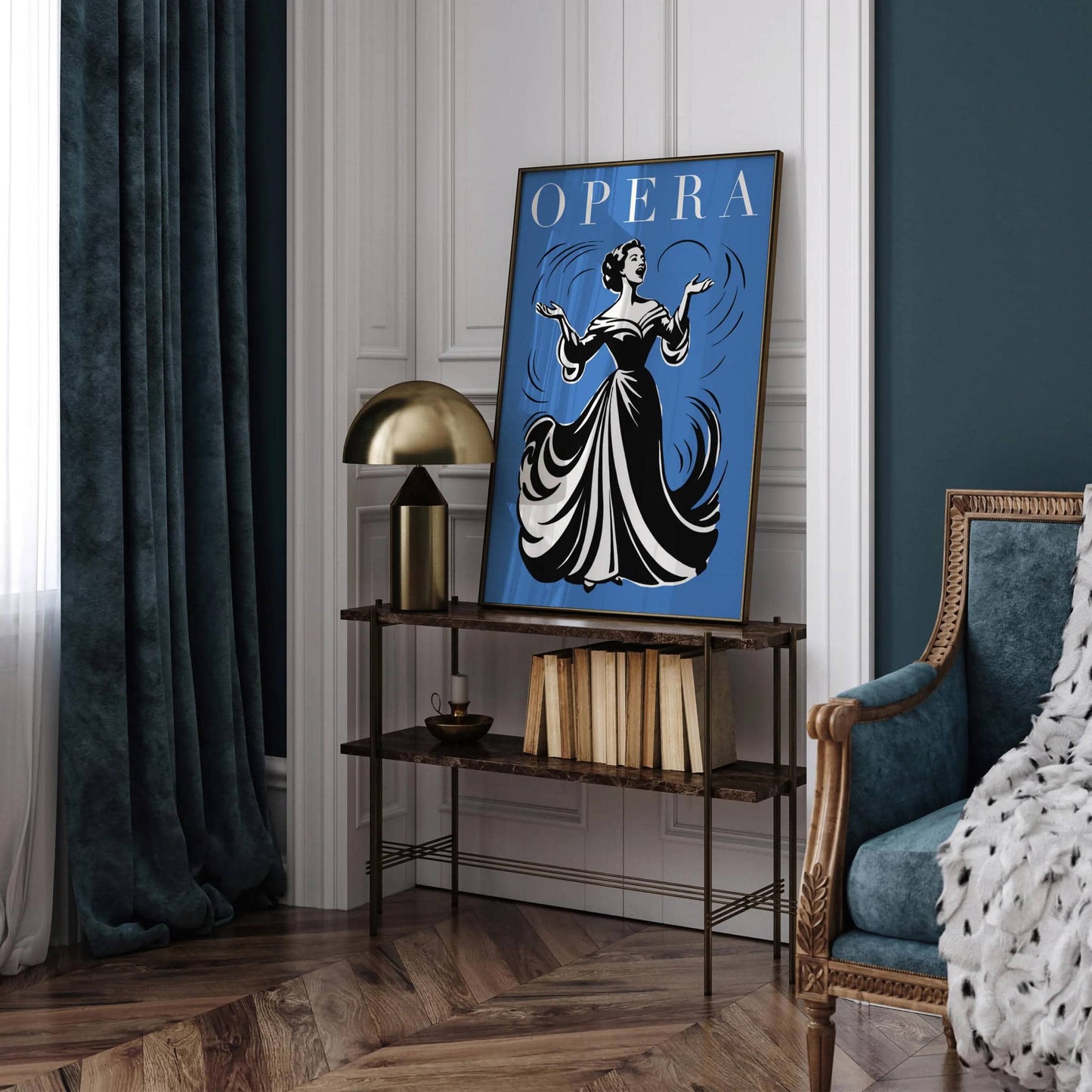 Opera Singer Poster – Blue Music Wall Art