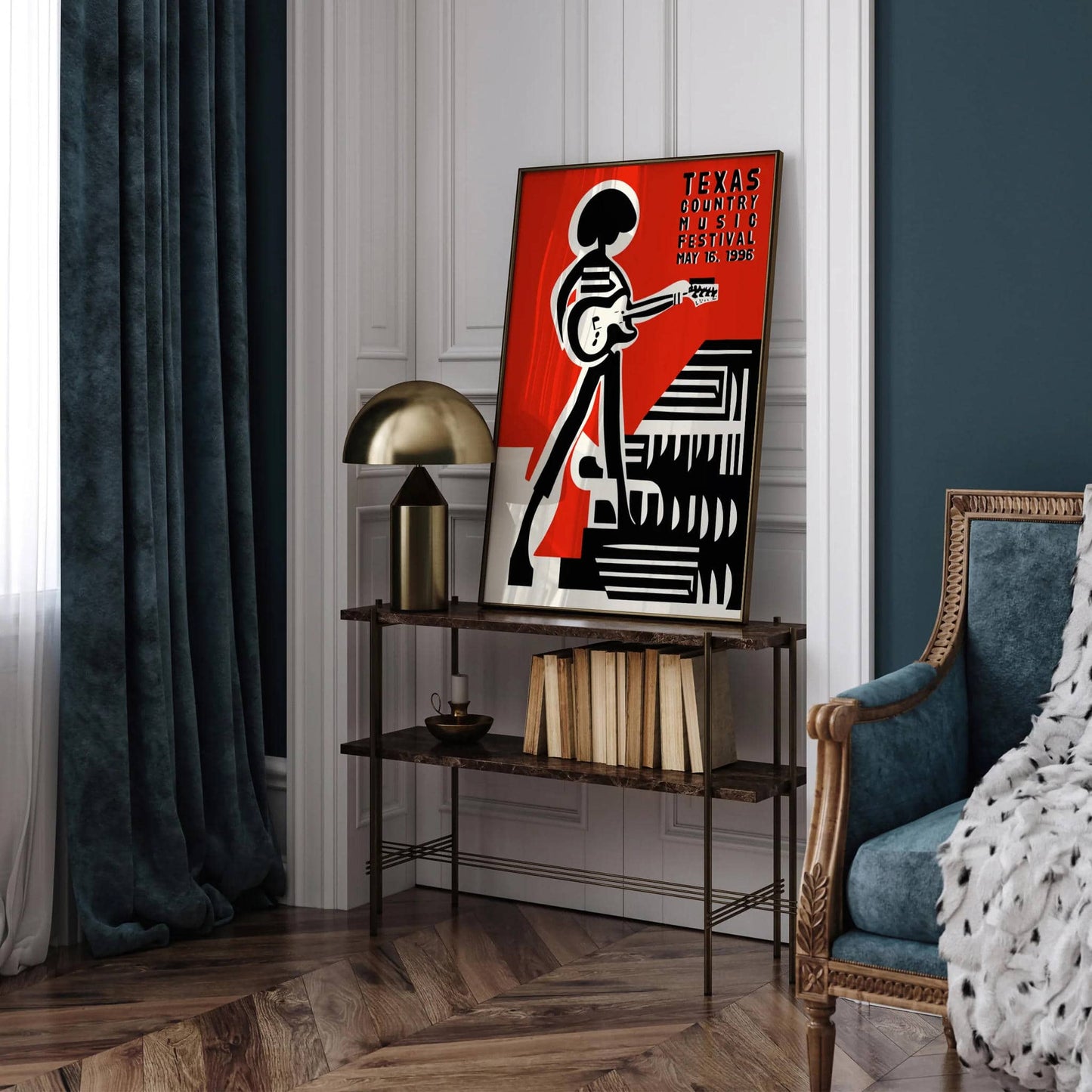 1996 Texas Country Music Festival Poster - Red and Black - HypeSheriff