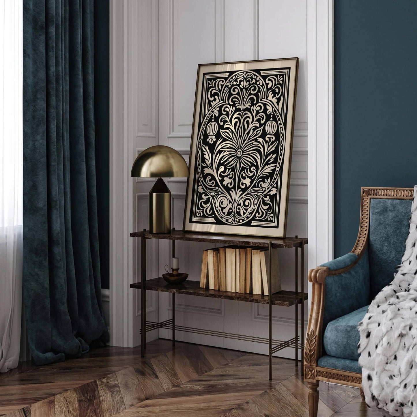 Rococo Revival Ornamental Floral Print