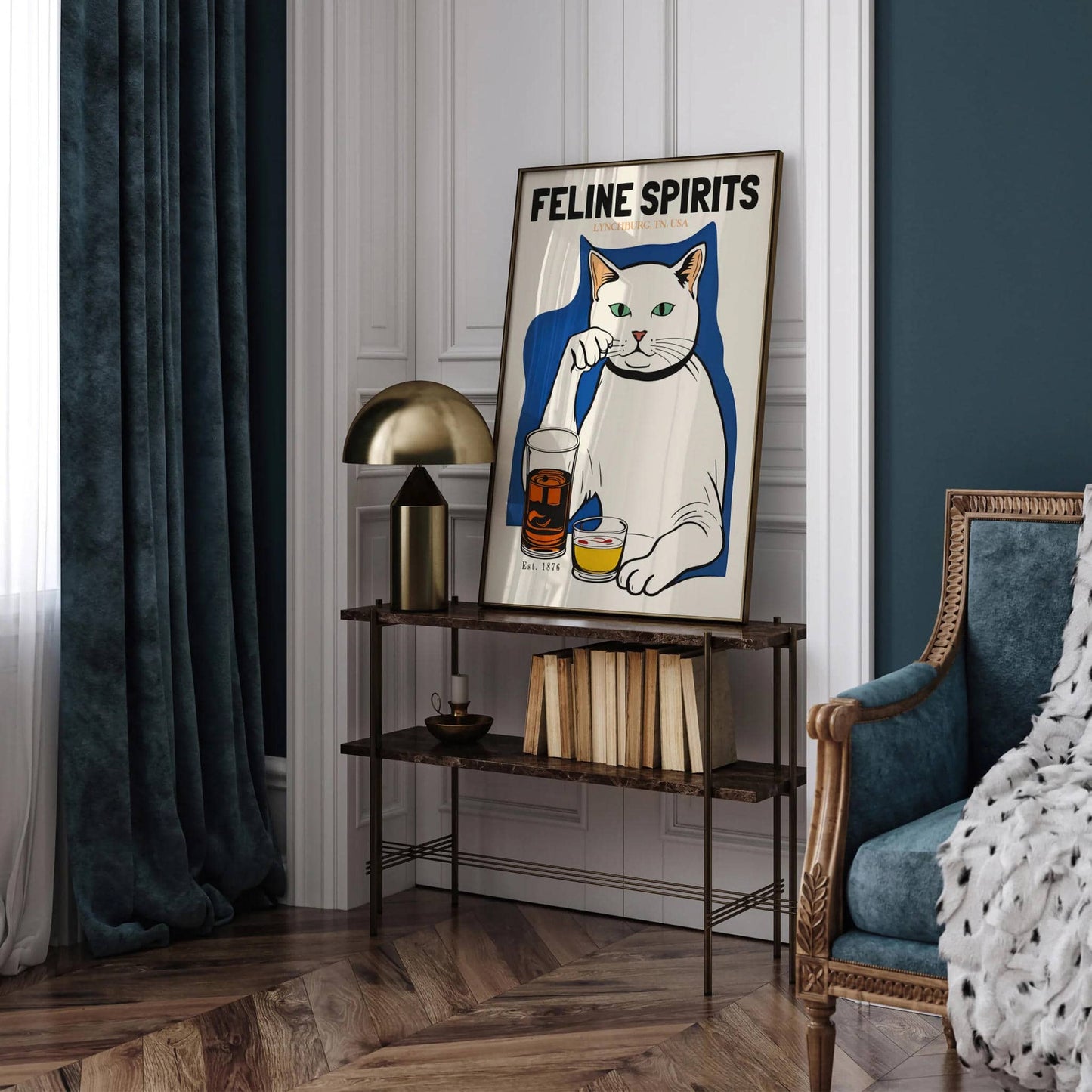 Feline Spirits 1876 USA Whisky Poster - HypeSheriff