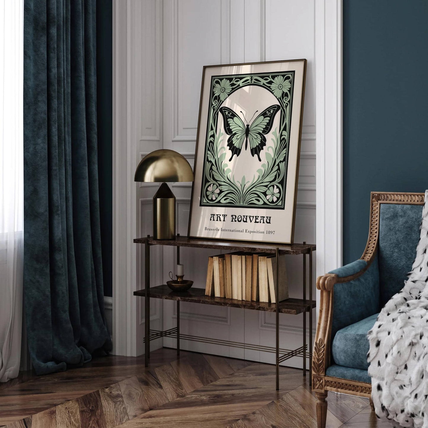 Art Nouveau Green Butterfly Poster - HypeSheriff
