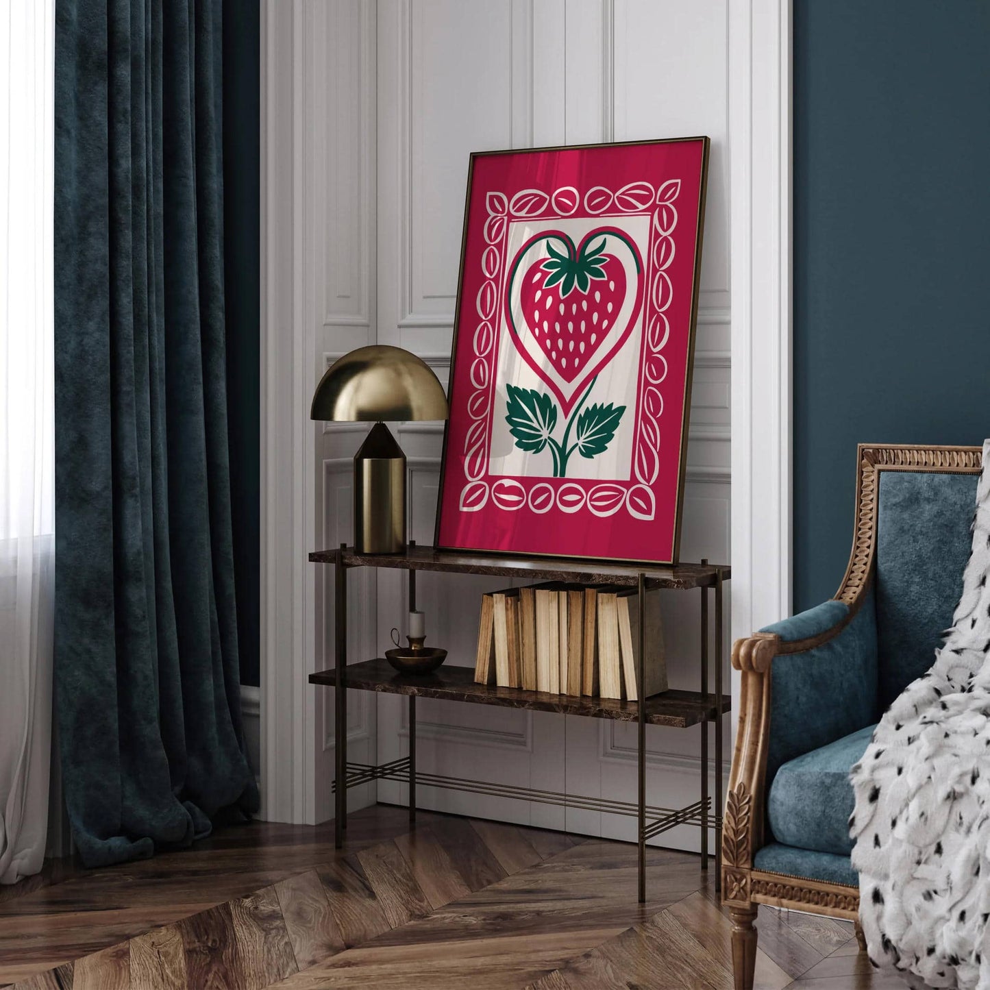 Retro Cute Pink Strawberry Art Print - HypeSheriff