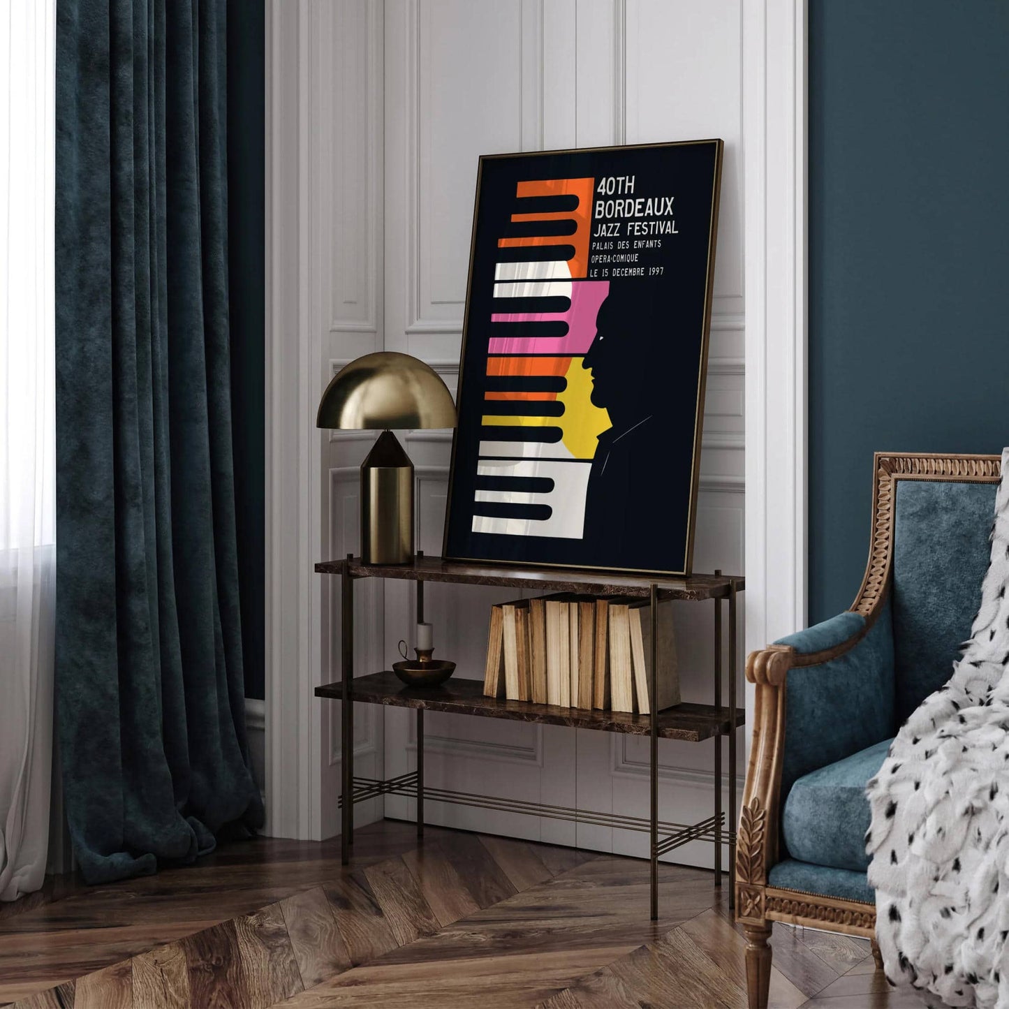 Bordeaux Jazz Festival Black Art Print - HypeSheriff